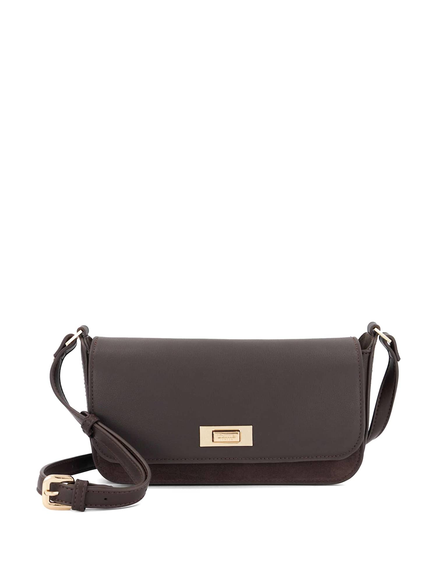 Dune London Leather Textured Cross Body Bag Dark Brown