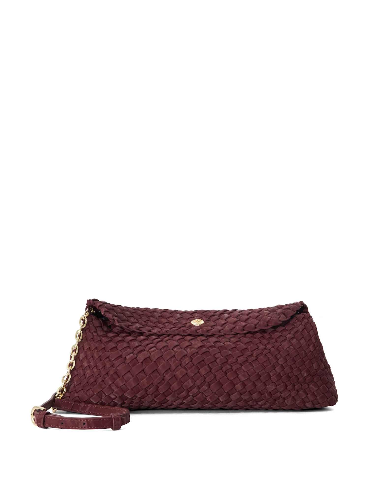 Dune London Woven Clutch Bag Burgundy