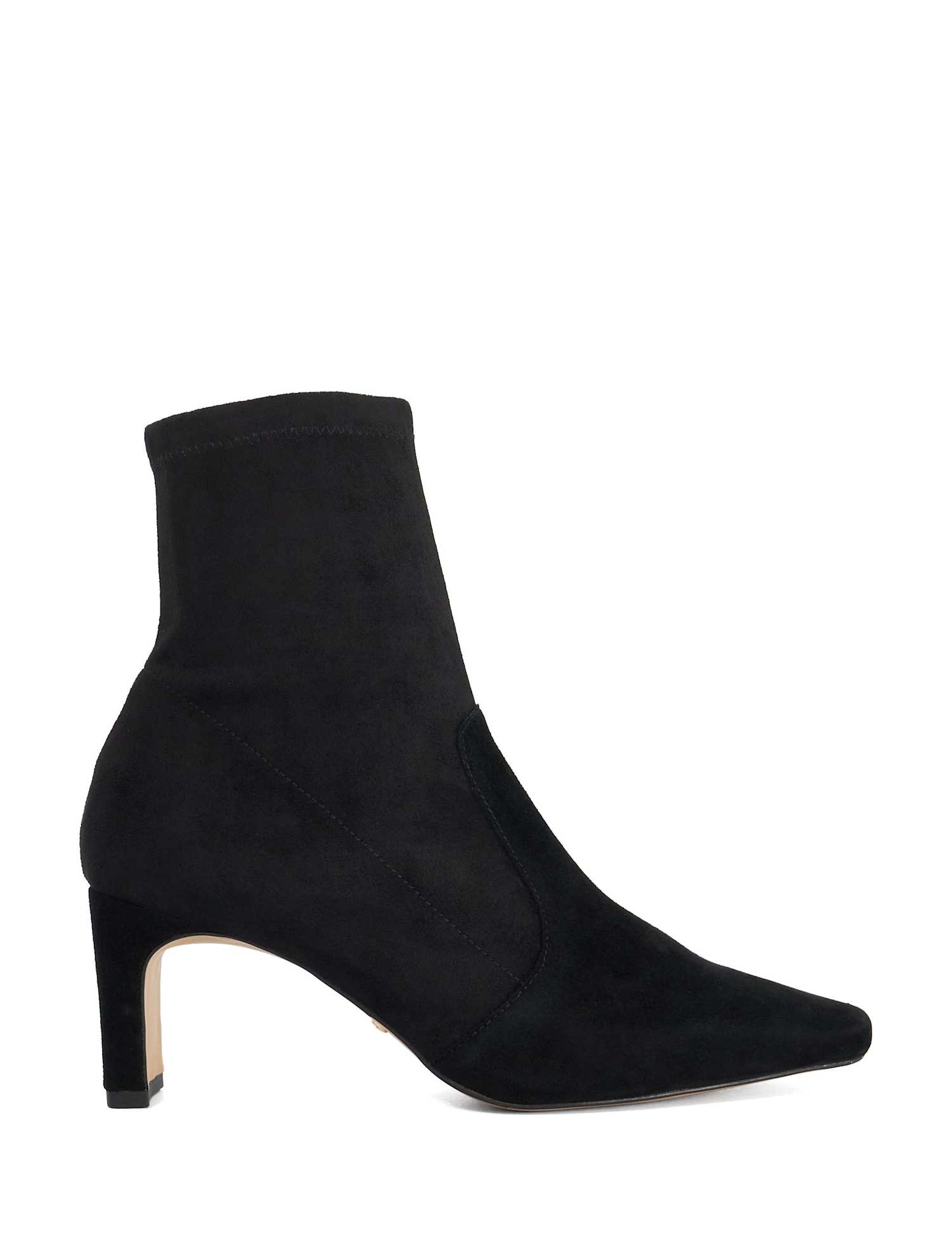 Dune London Suede Block Heel Pointed Ankle Boots Black