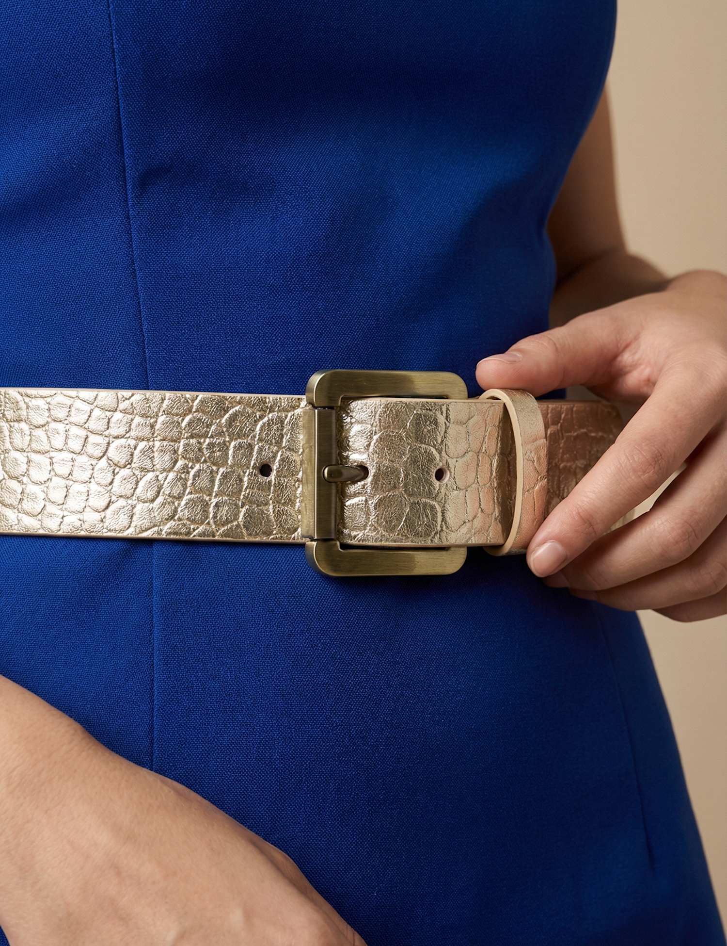 Jones Bootmaker Leather Metallic Jeans Belt Gold