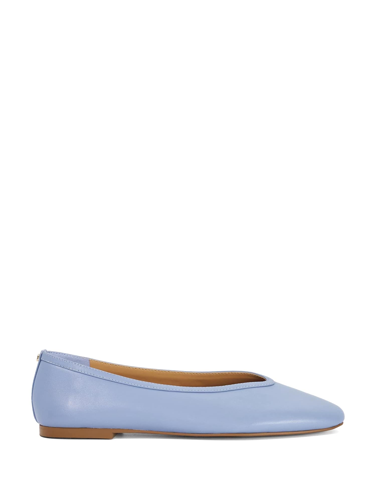 Dune London Leather Flat Round Toe Ballet Pumps Blue