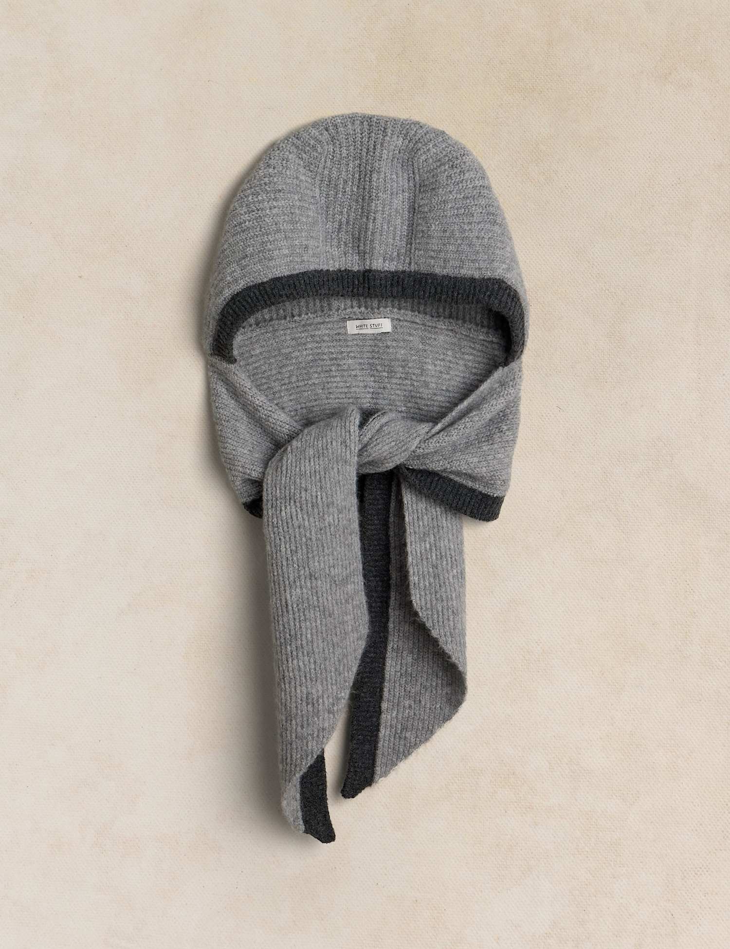 White Stuff Hooded Knitted Scarf Grey Mix