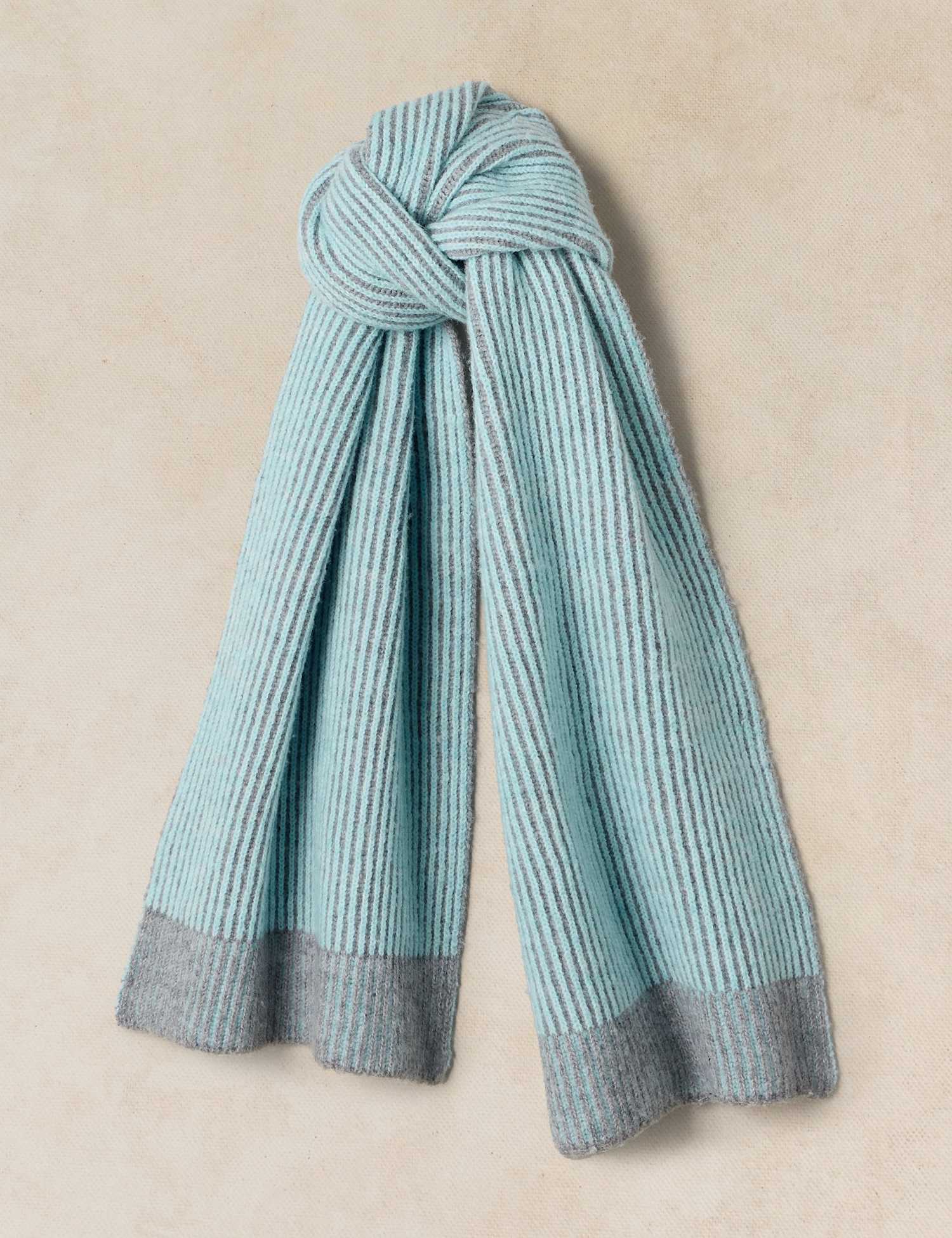 White Stuff Two Tone Ribbed Knit Scarf Grey Mix