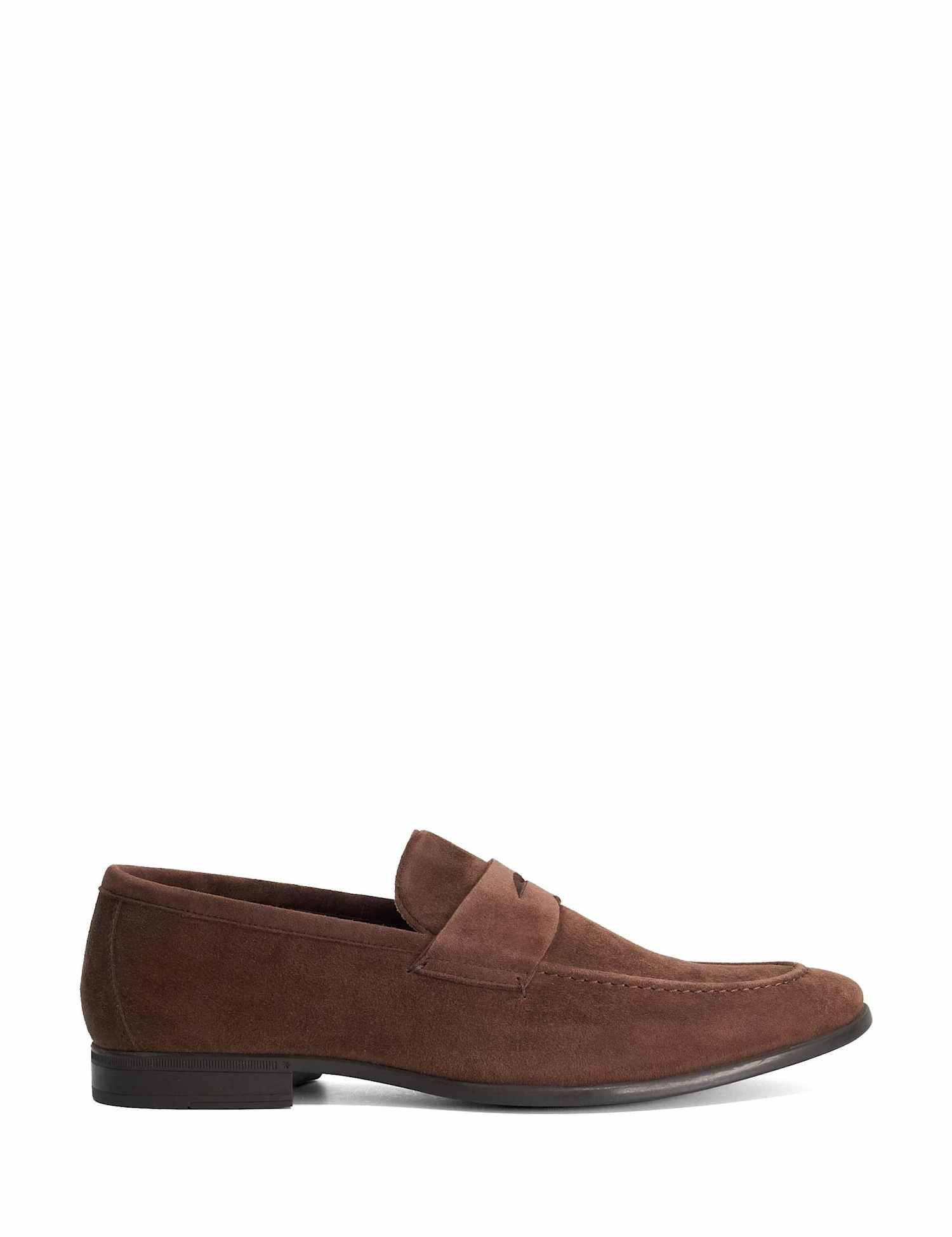 Dune London Suede Slip On Loafers Brown