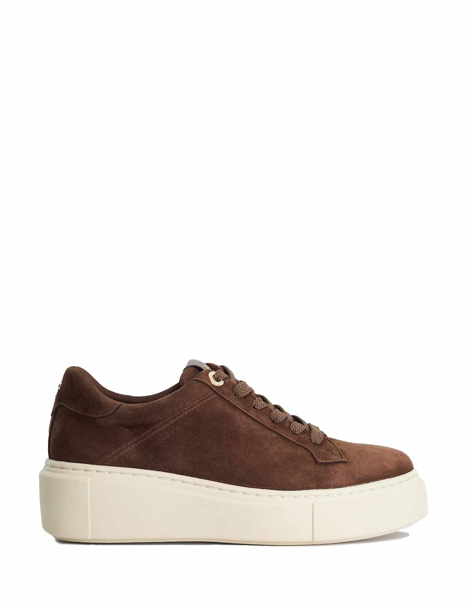 Dune London Suede Lace Up Flatform Trainers Brown