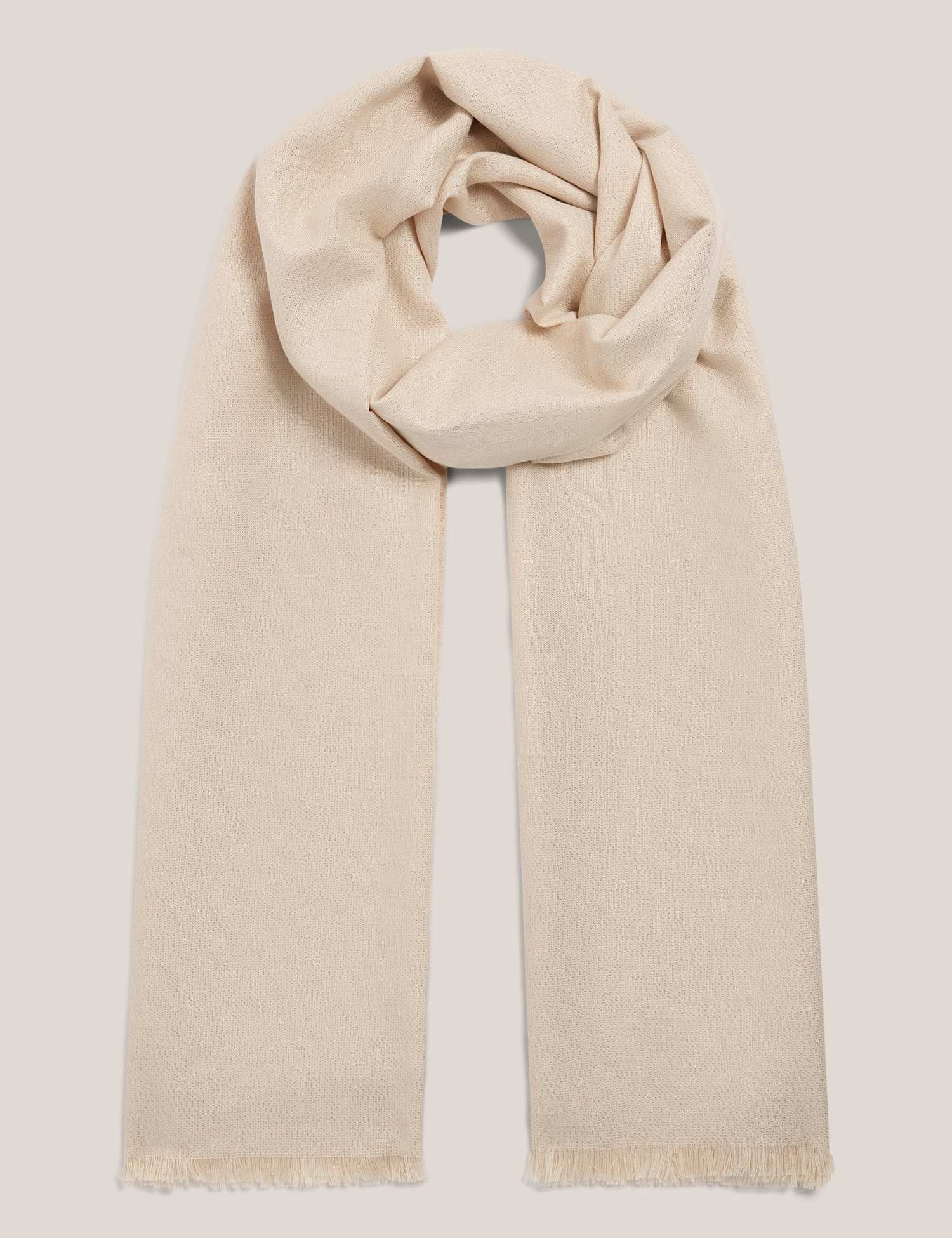 HOBBS Woven Sparkle Fringed Scarf Cream