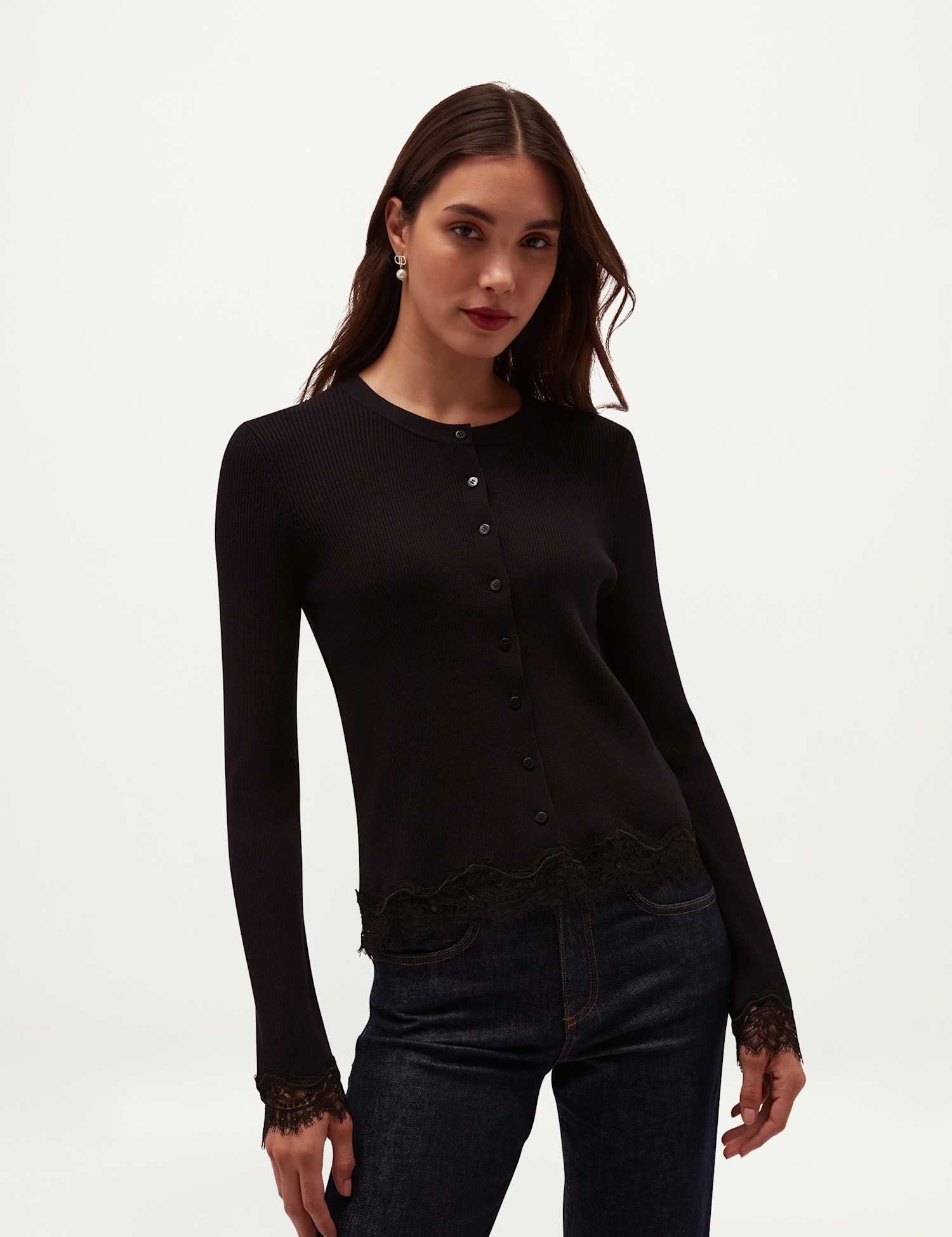 HOBBS Suri Lace Cardigan Black