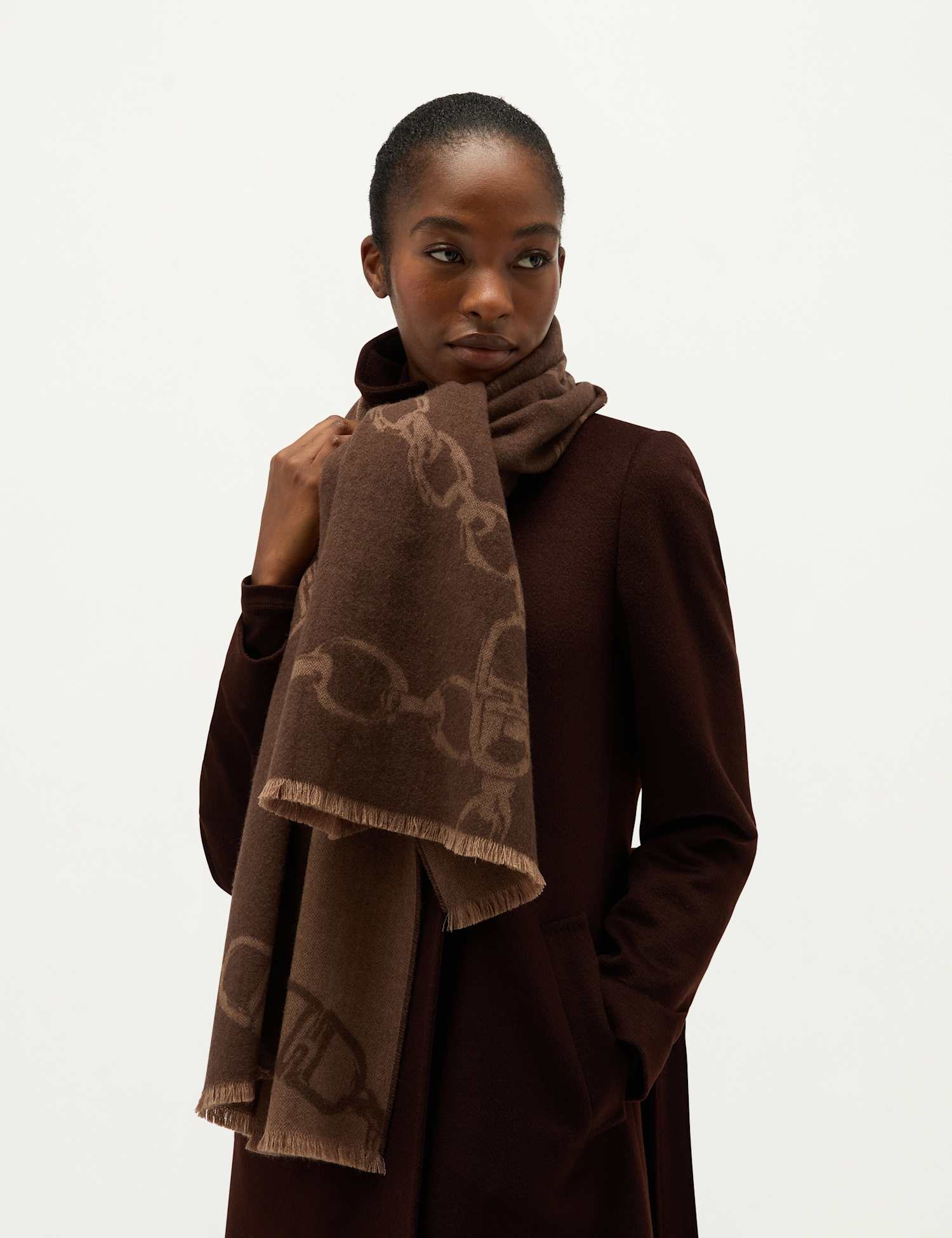 HOBBS Adley Wide Scarf Brown Mix