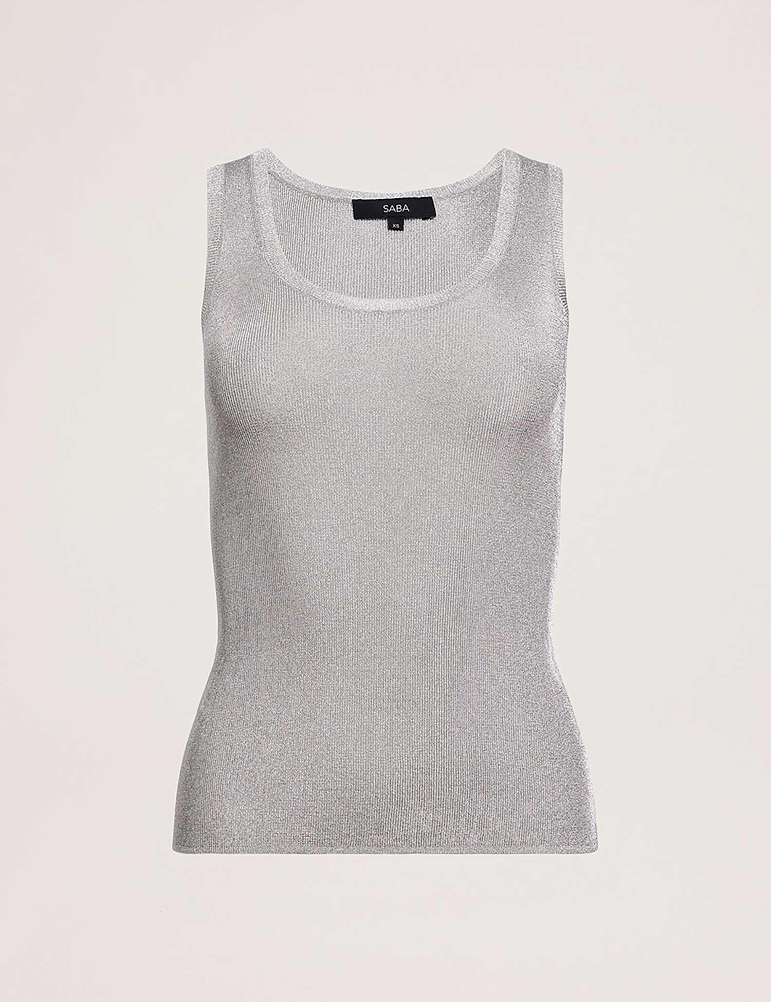 SABA Metallic Scoop Neck Vest Top Silver
