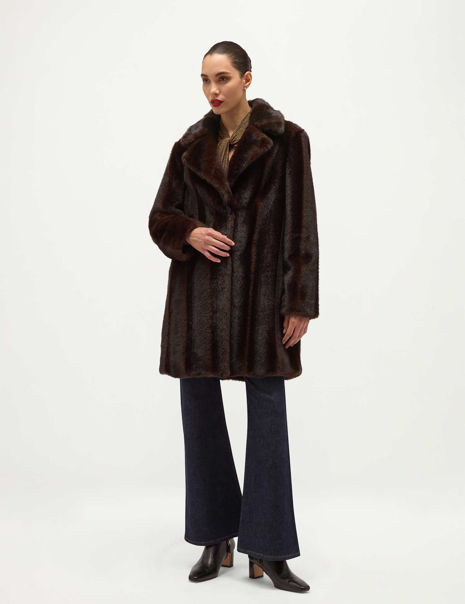 HOBBS Perla Faux Fur Coat Black Mix