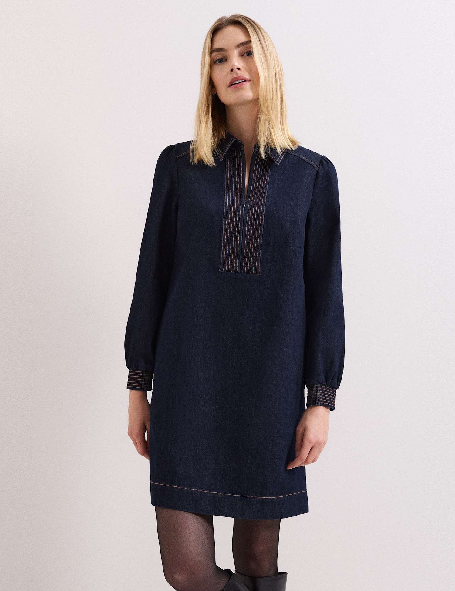 Phase Eight Denim Mini Shirt Dress Indigo