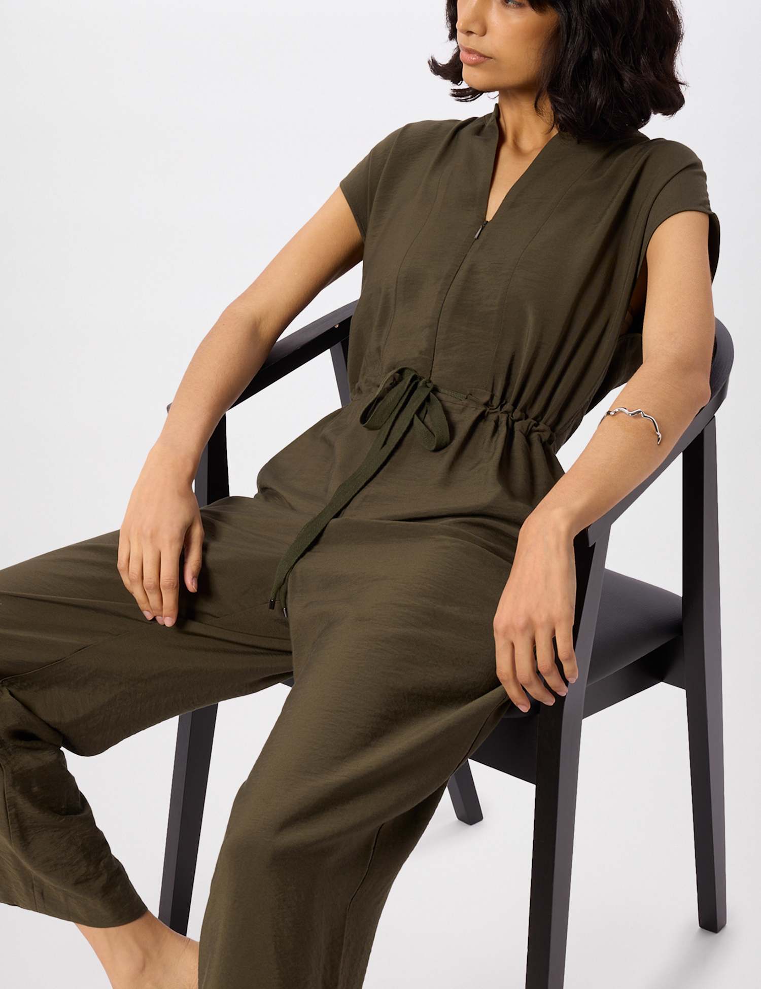 Whistles Drawstring Sleeveless Jumpsuit Khaki