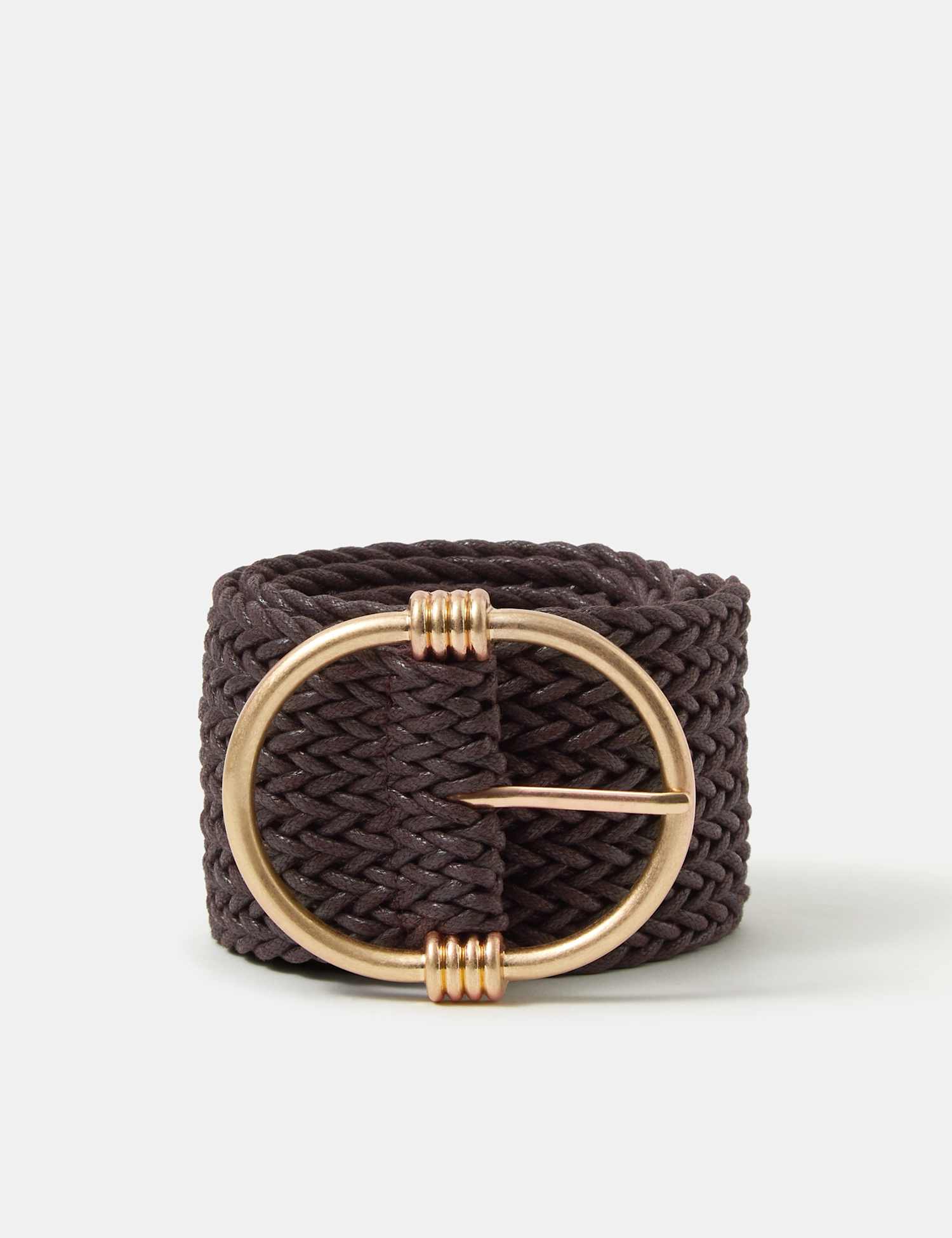 ACCESSORIZE Woven Wide Belt Chocolate
