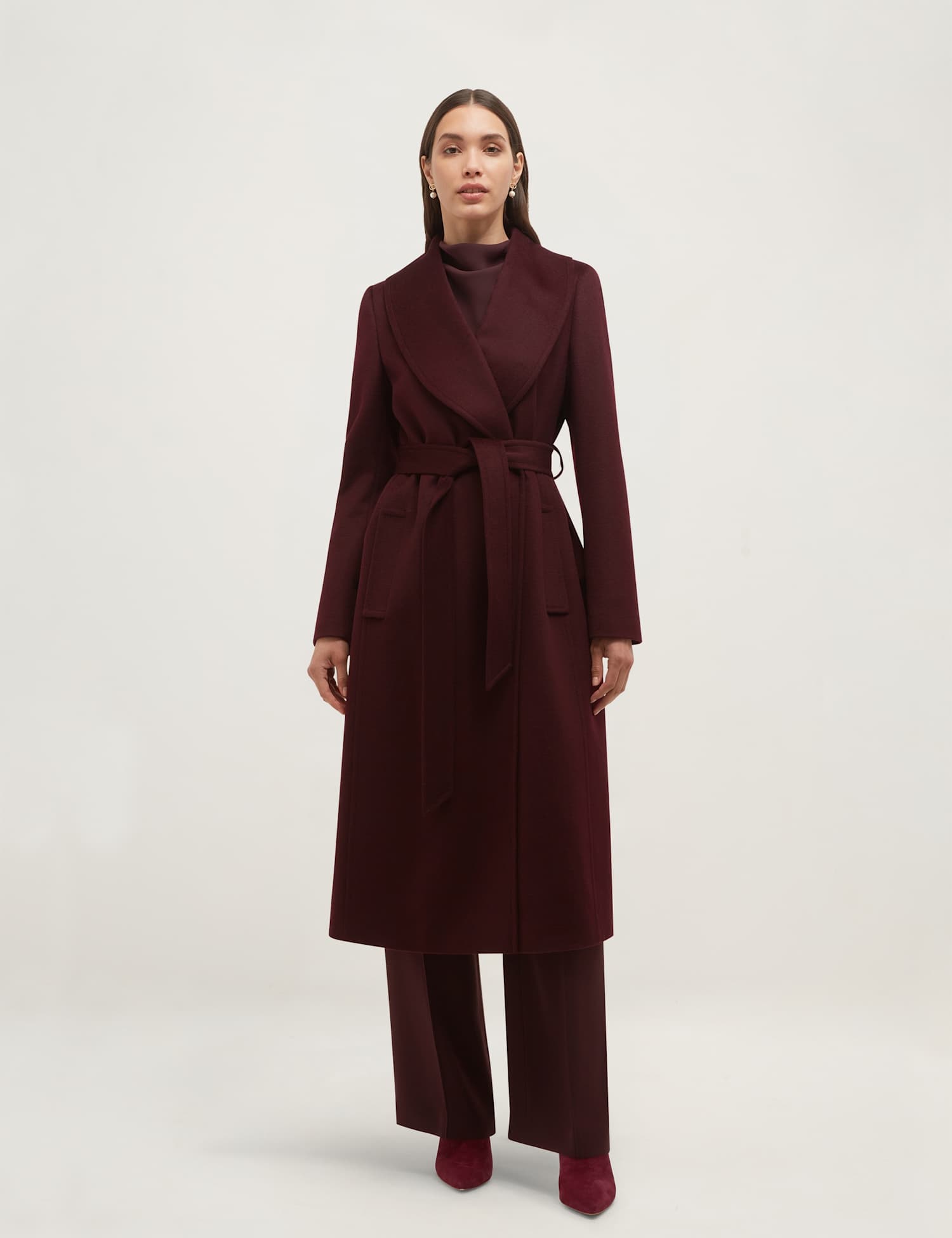 HOBBS Pure Wool Wrap Coat Purple