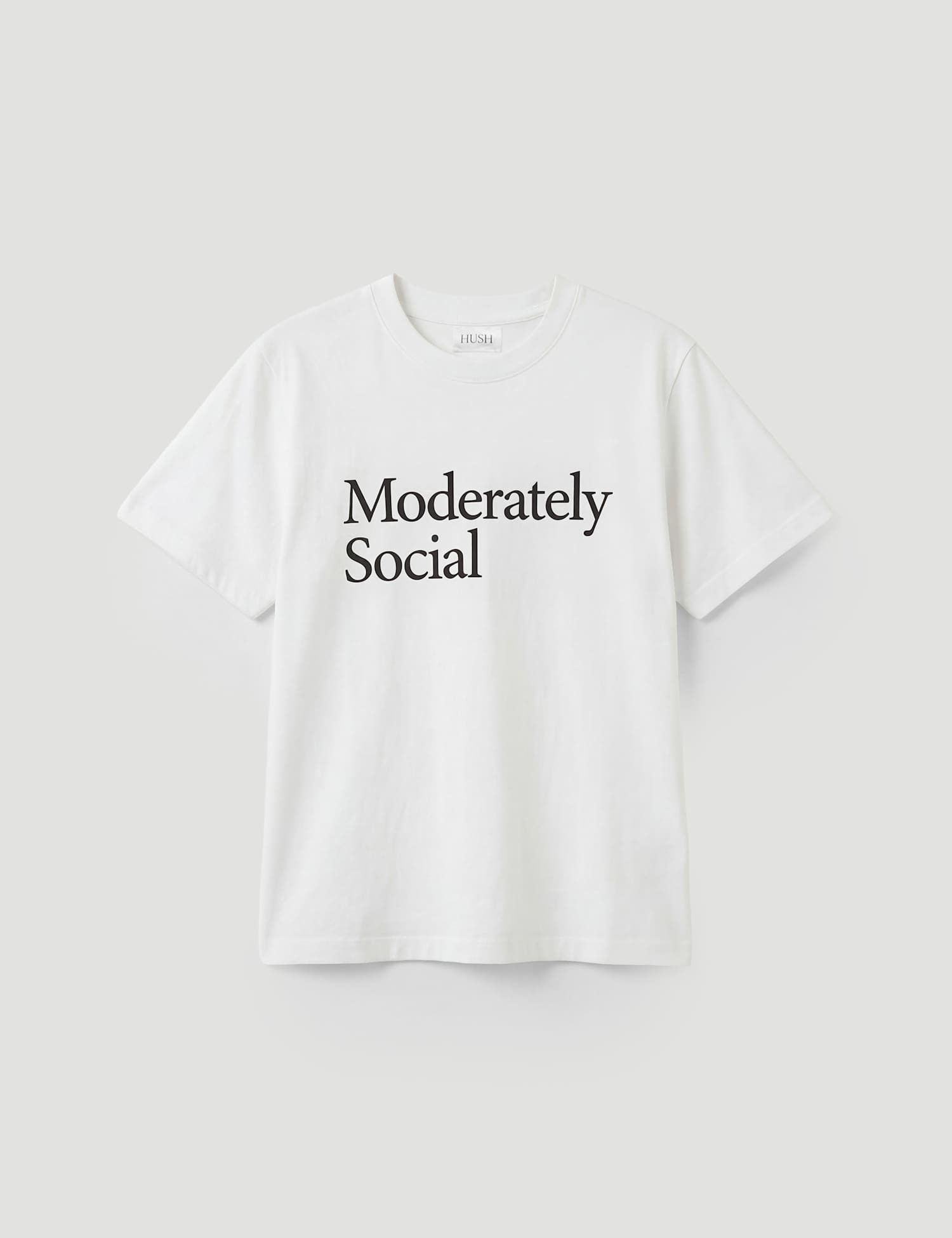 HUSH Pure Cotton Moderately Social T-Shirt White Mix