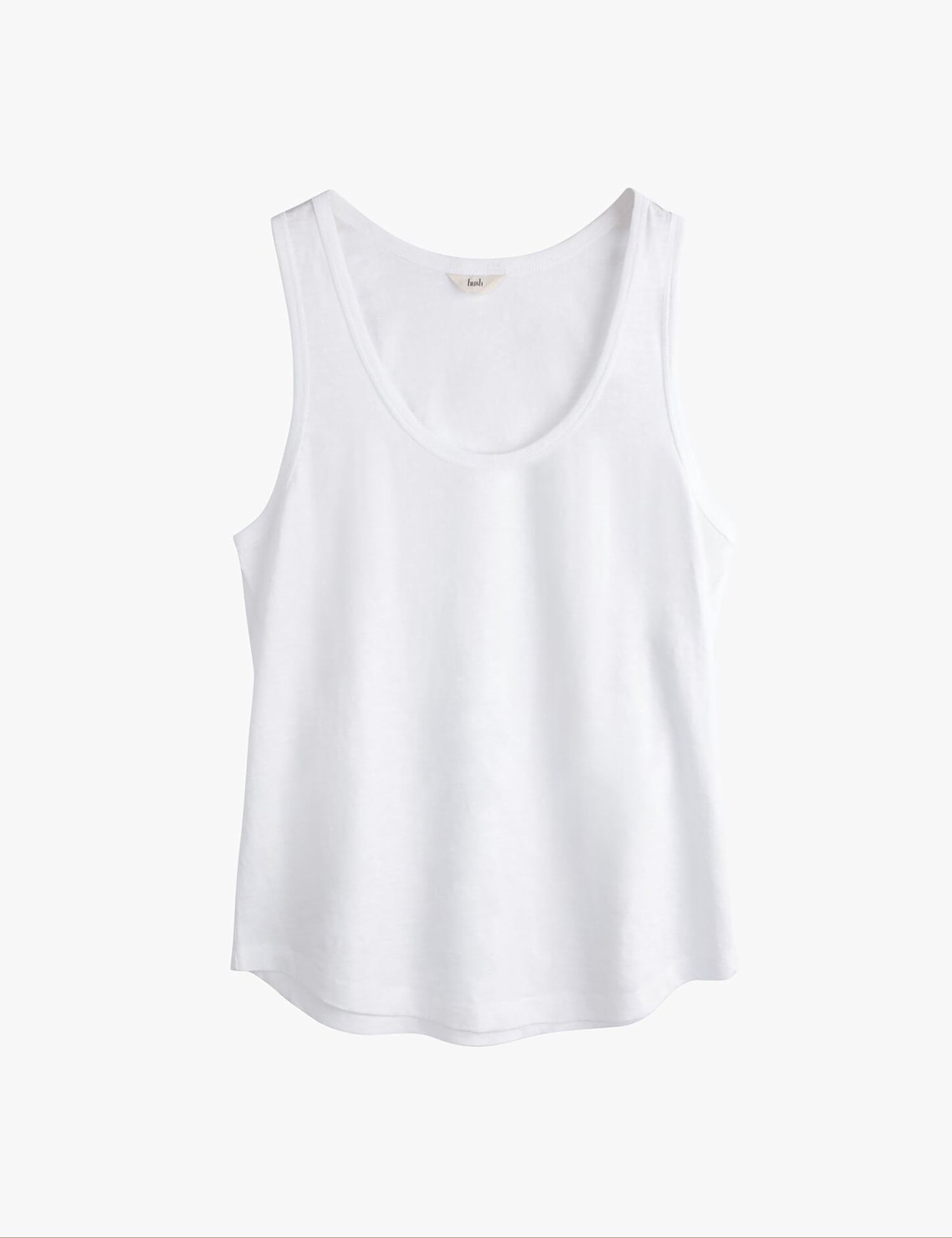HUSH Pure Cotton Scoop Neck Vest White