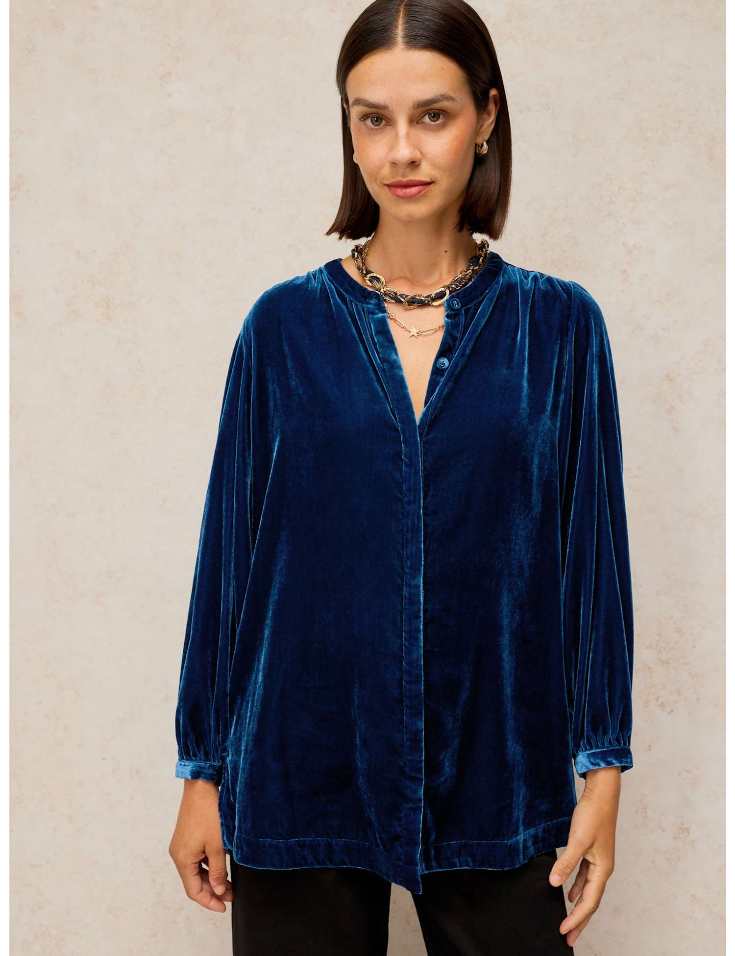 White Stuff Velvet Tunic Dark Navy