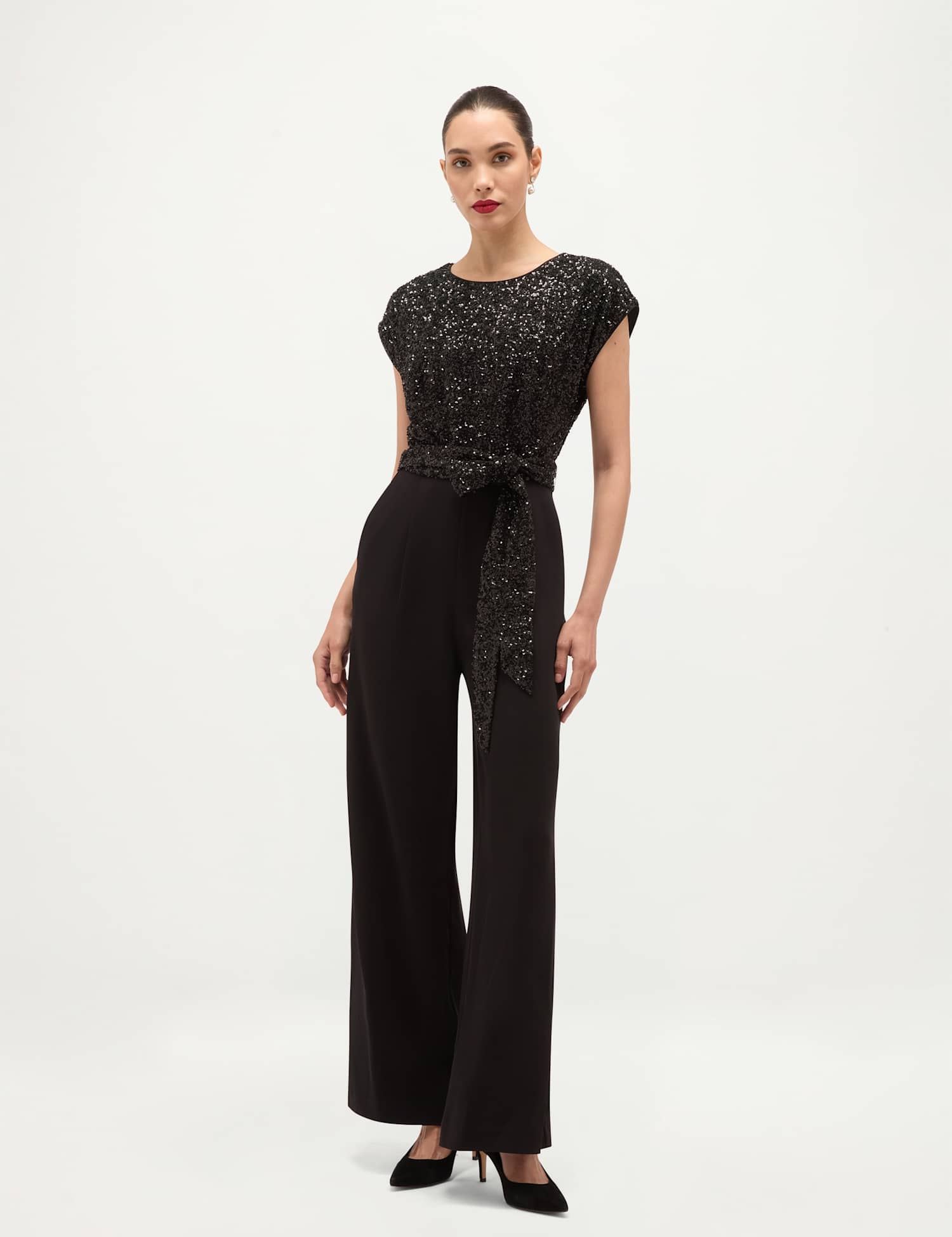 HOBBS Lilah Sequin Jumpsuit Black Mix