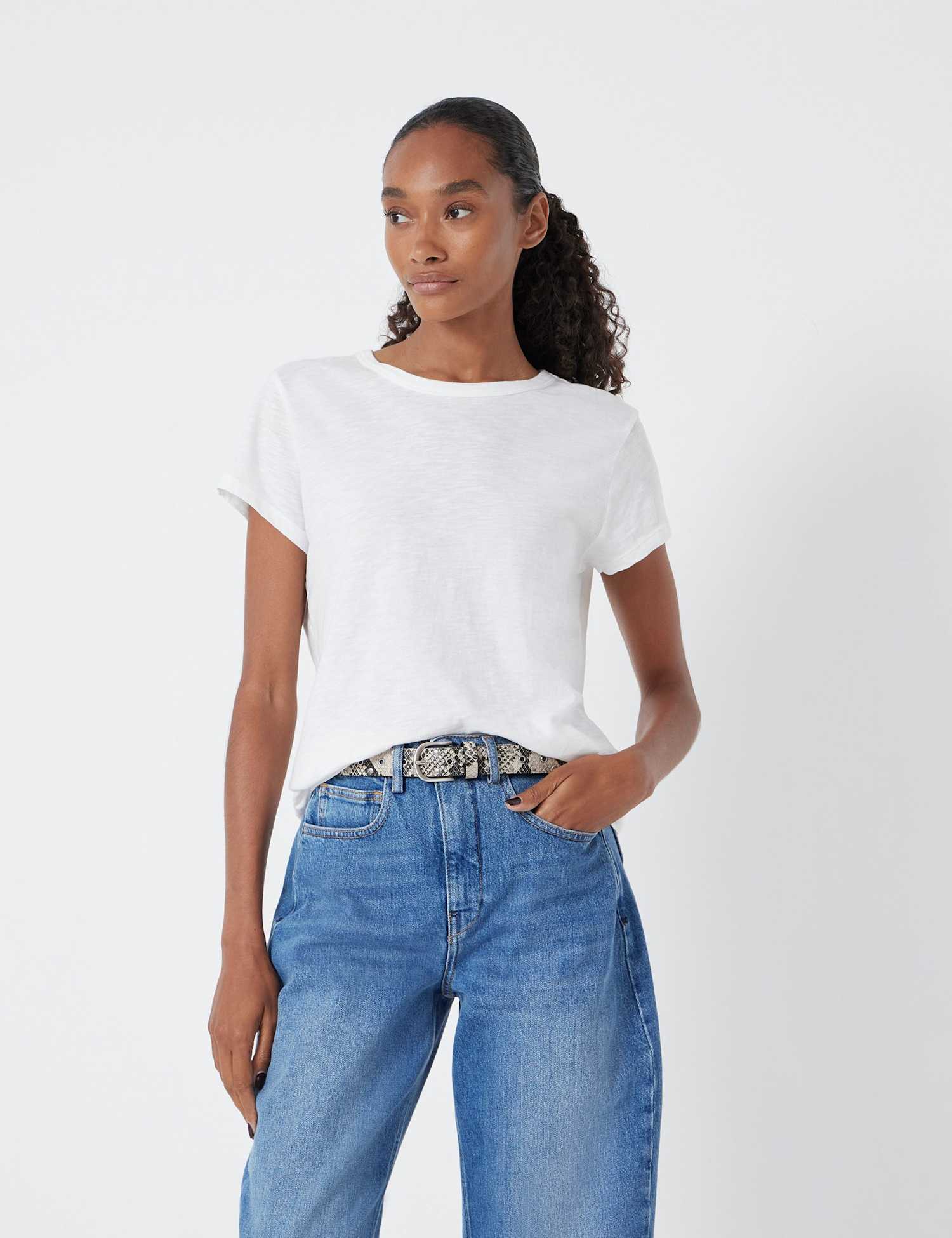 HUSH Pure Cotton Crew Neck Slim Fit T-Shirt White
