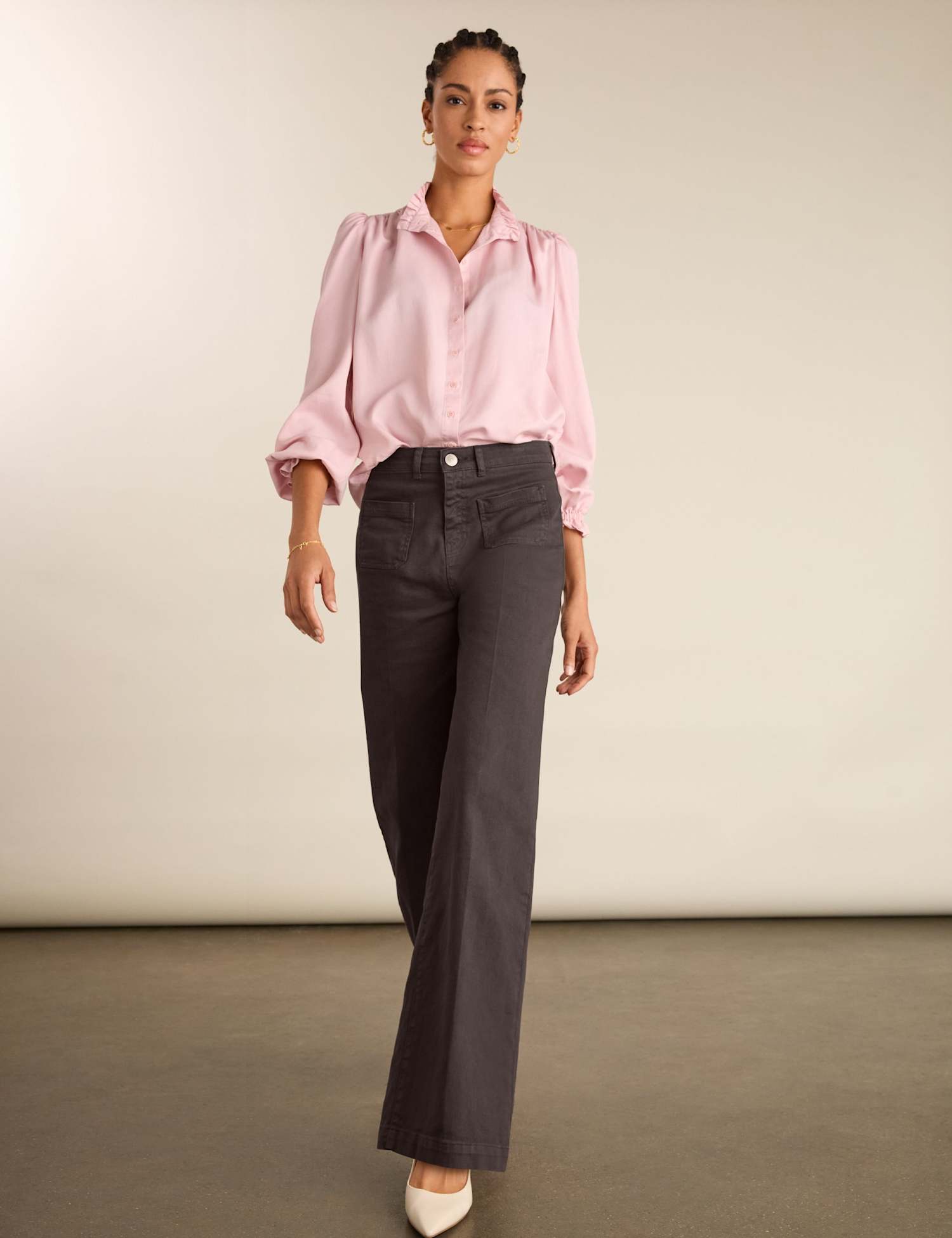 BAUKJEN High Waisted Wide Leg Jeans Dark Brown