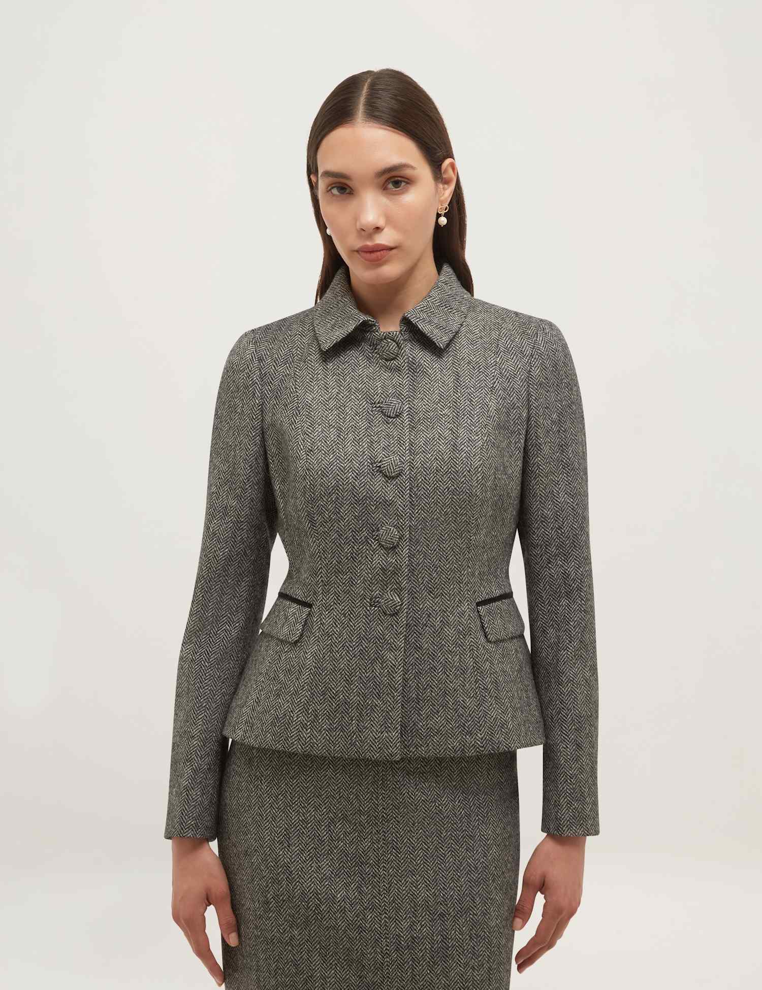 HOBBS Pure Wool Textured Short Jacket Black Mix