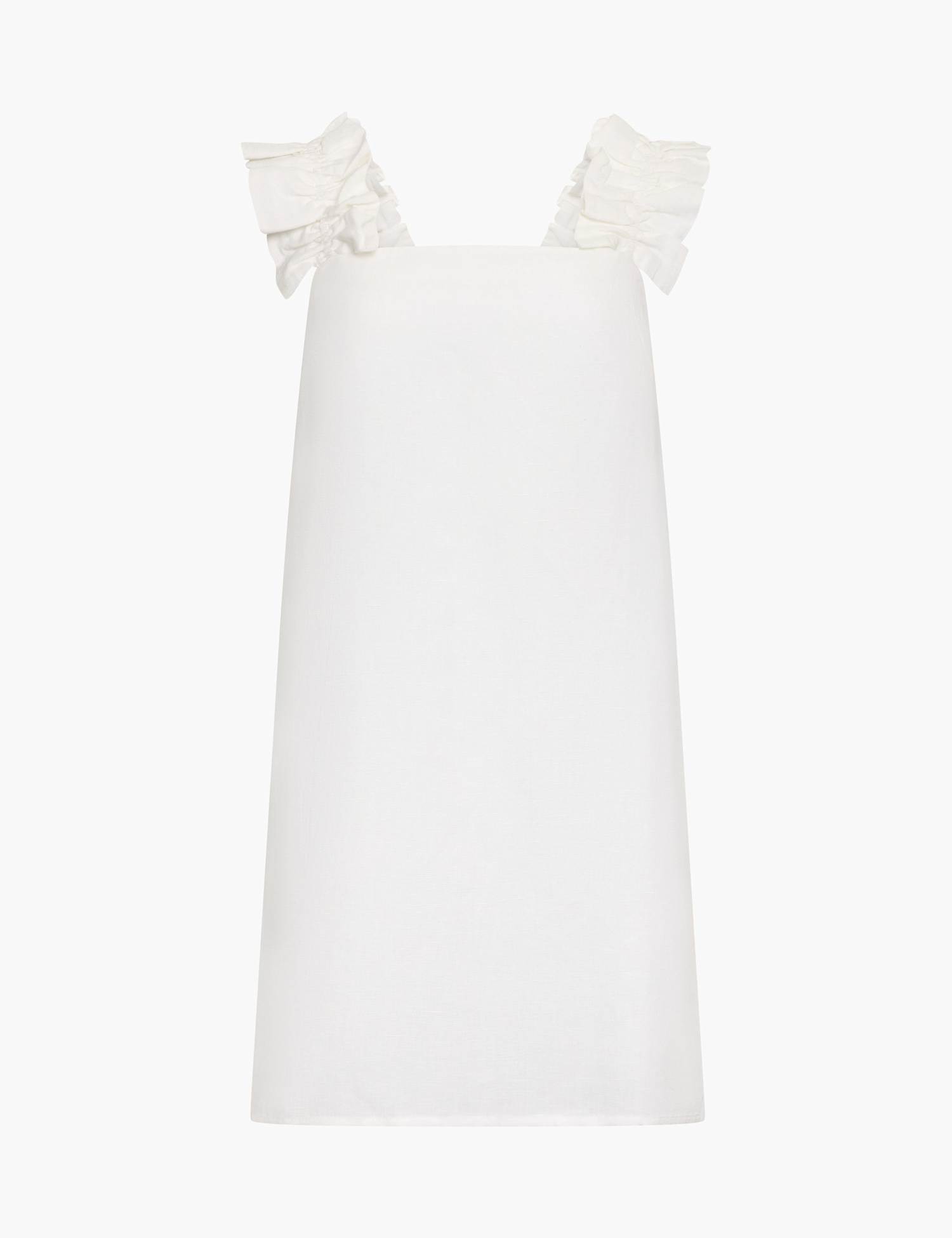 French Connection Linen Blend Mini Shift Dress White
