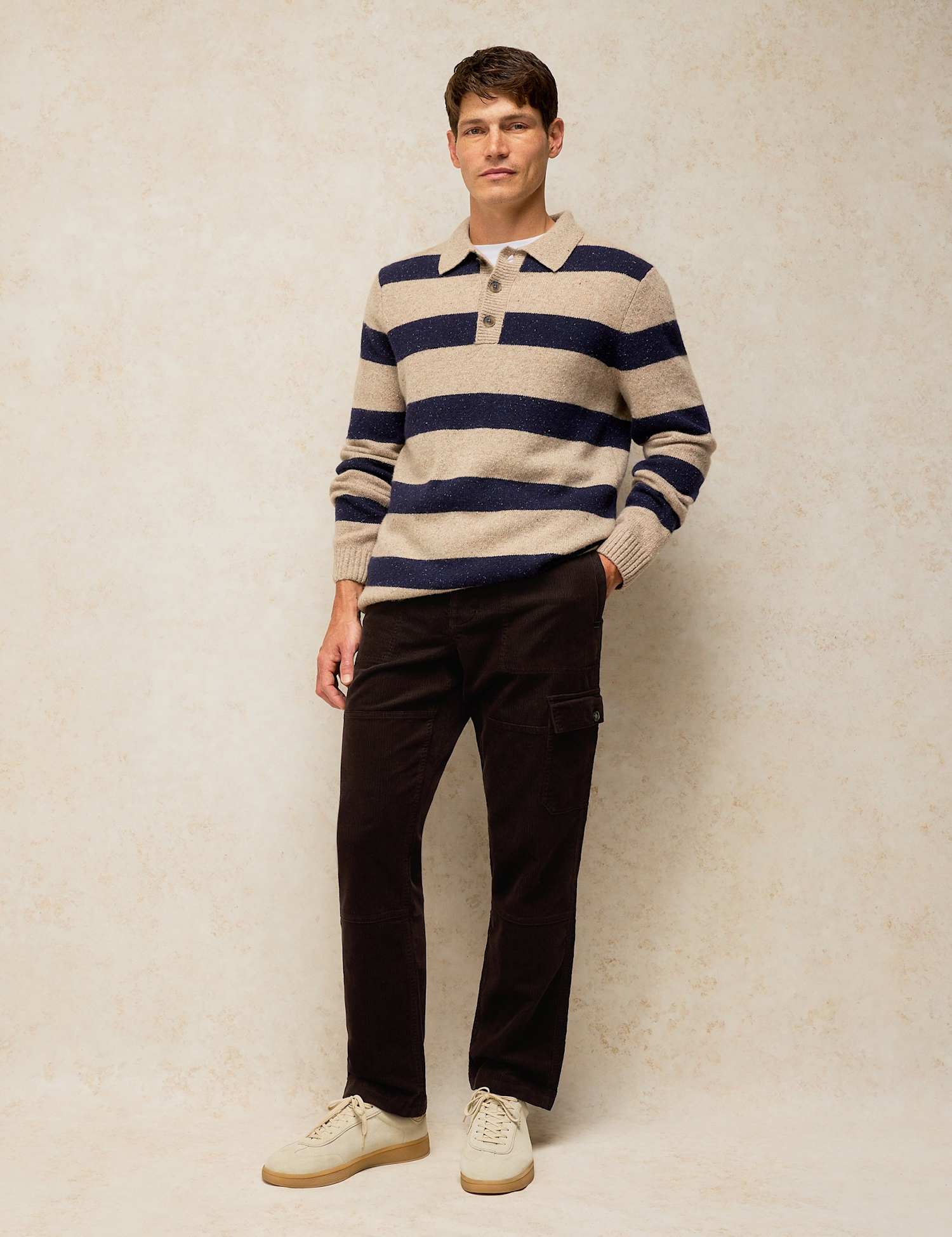 White Stuff Cotton Rich Cord Cargo Wide Leg Trousers Brown