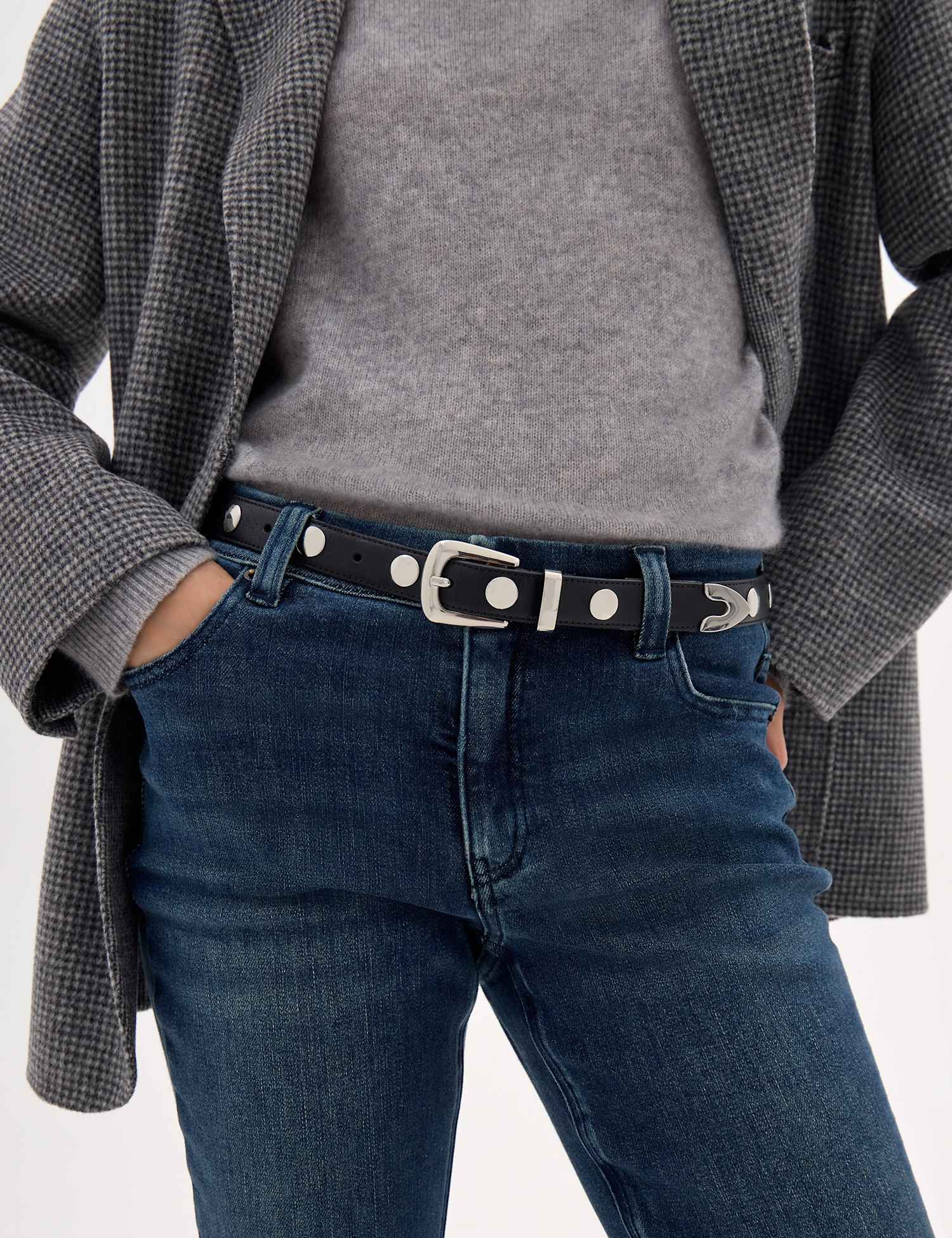 HUSH Leather Studded Belt Black