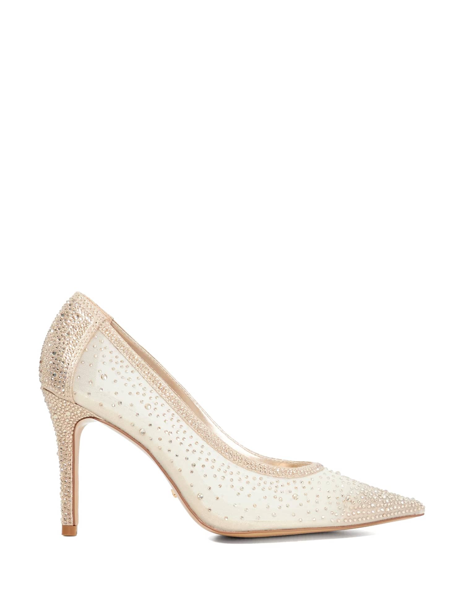 Dune London Sparkle Stiletto Heel Pointed Court Shoes Gold