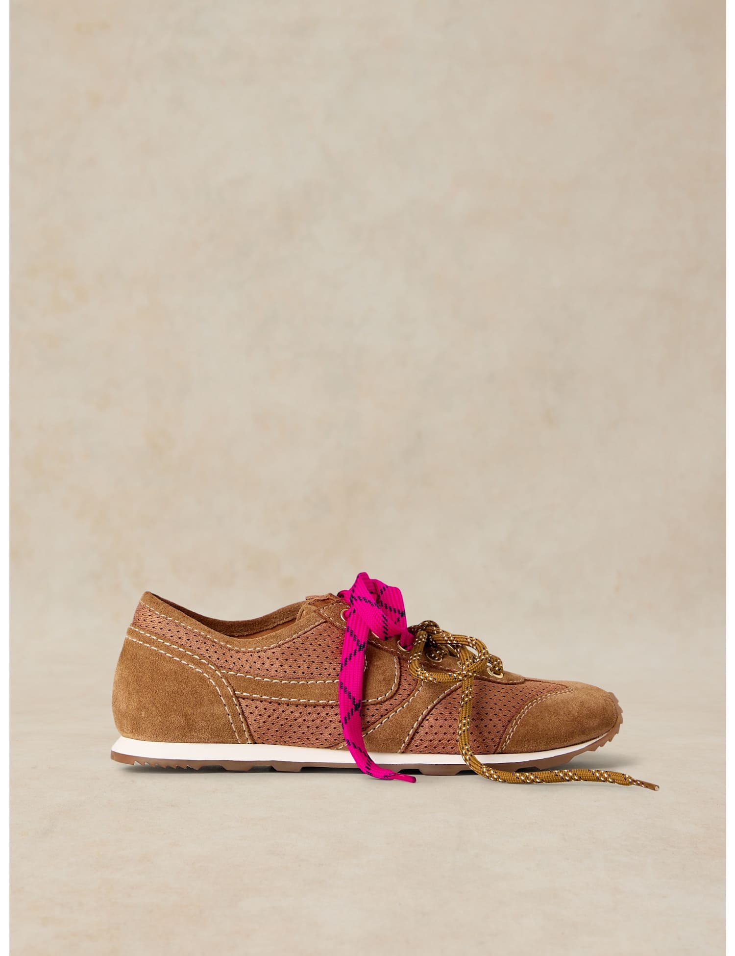 White Stuff Quinn Leather Lace Up Trainers Tan