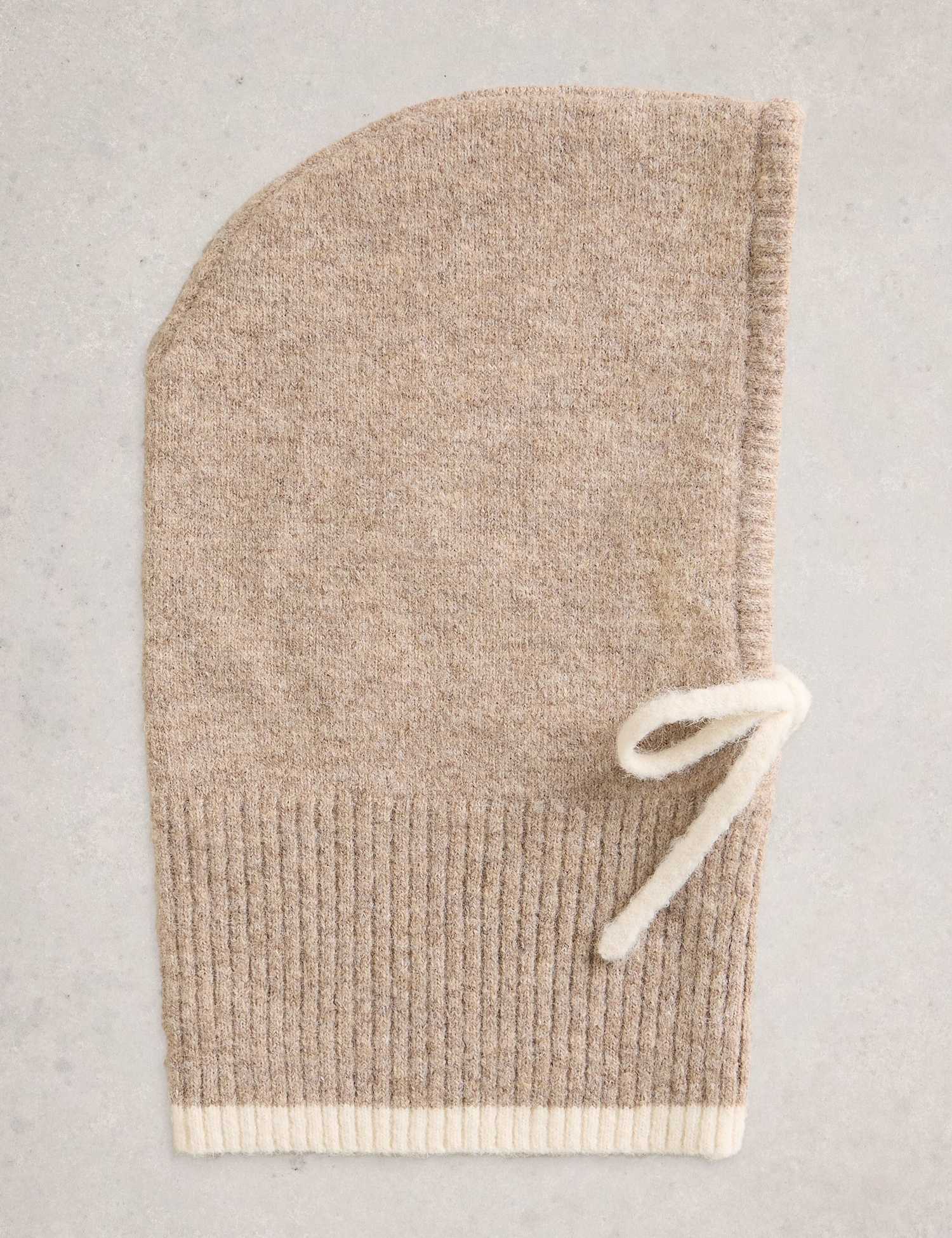 White Stuff Knitted Tie Detail Hood Natural