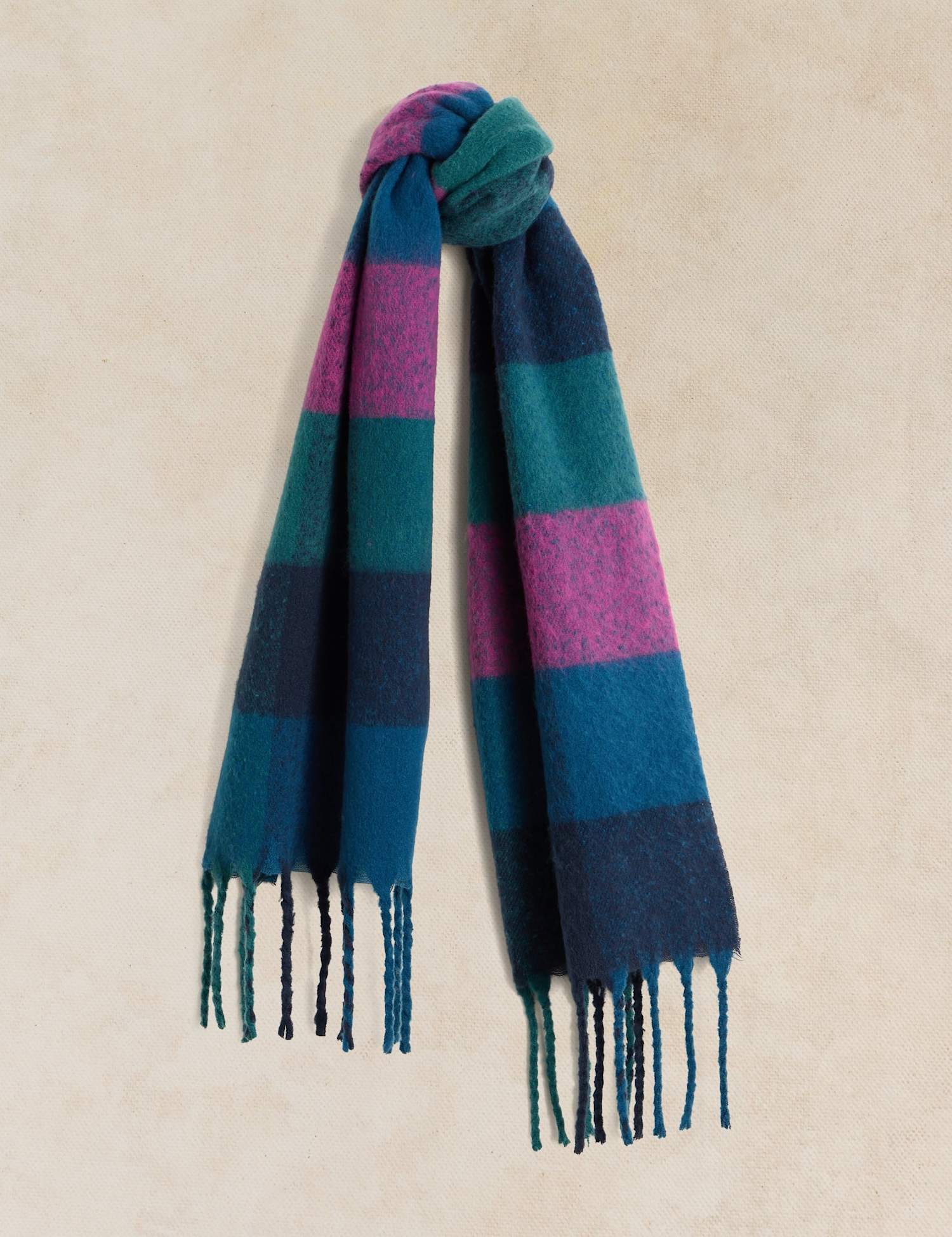 White Stuff Shelley Brushed Checked Scarf Navy Mix
