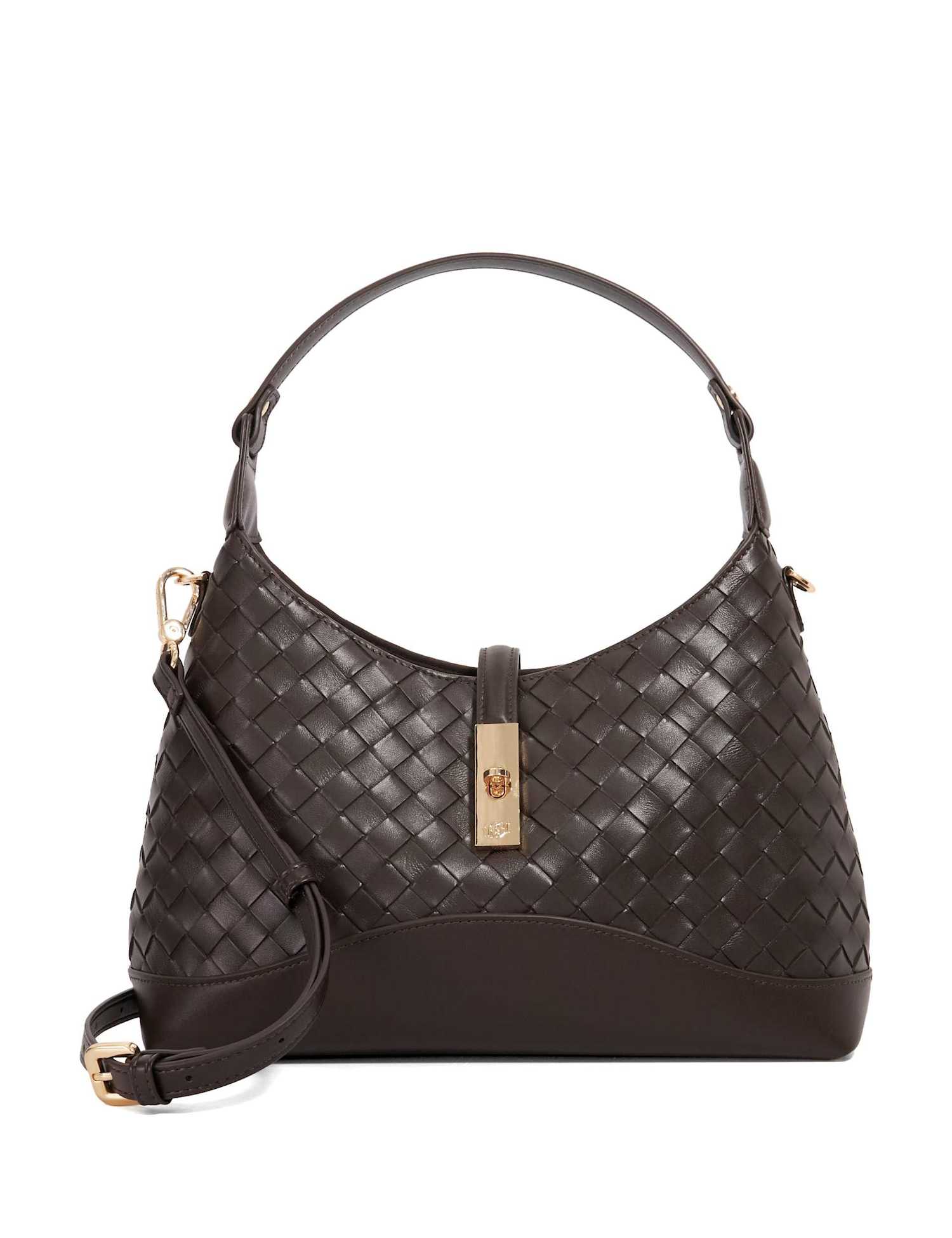 Dune London Woven Shoulder Bag Dark Brown
