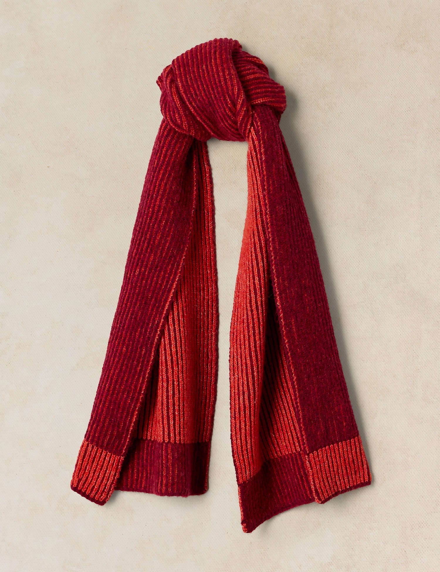 White Stuff Two Tone Ribbed Scarf Orange Mix