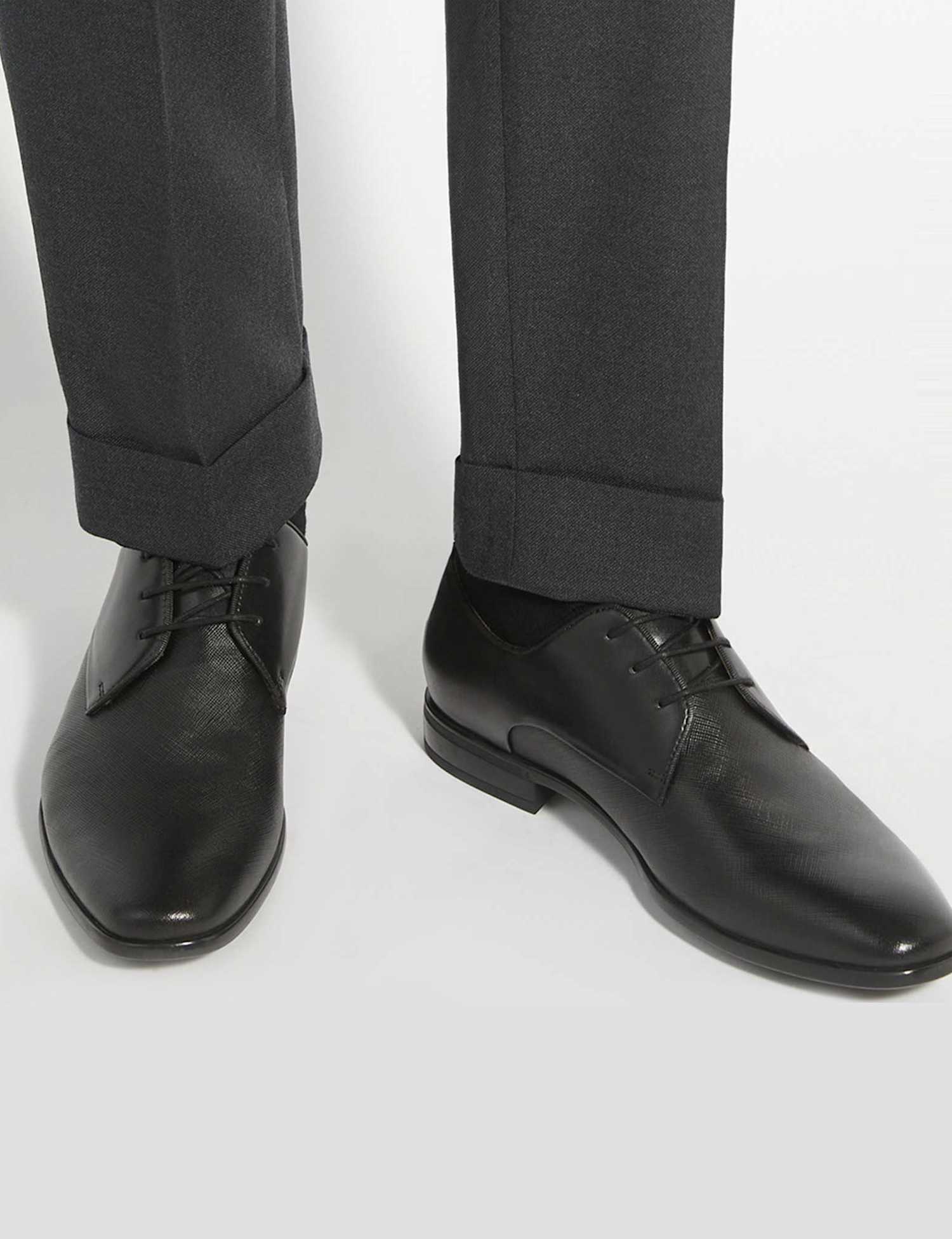 Dune London Leather Derby Shoes Black