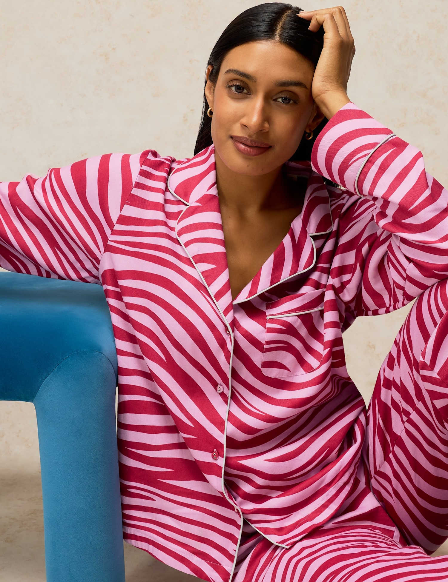 White Stuff Cotton Rich Printed Pyjama Top Pink Mix