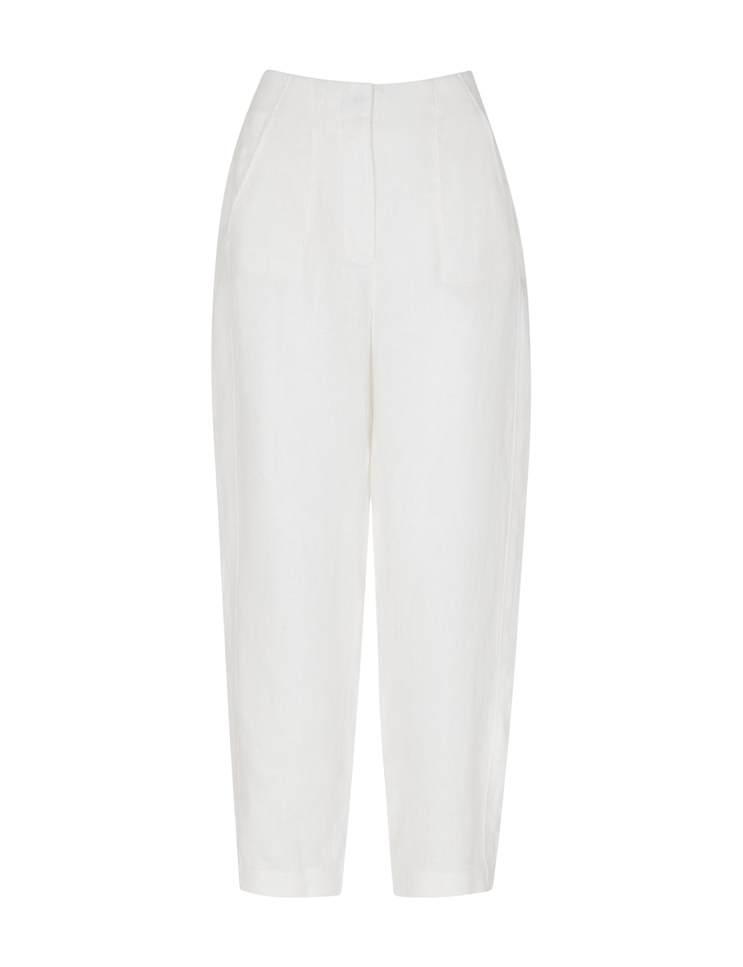 Whistles Pure Linen Tapered Ankle Grazer Trousers White