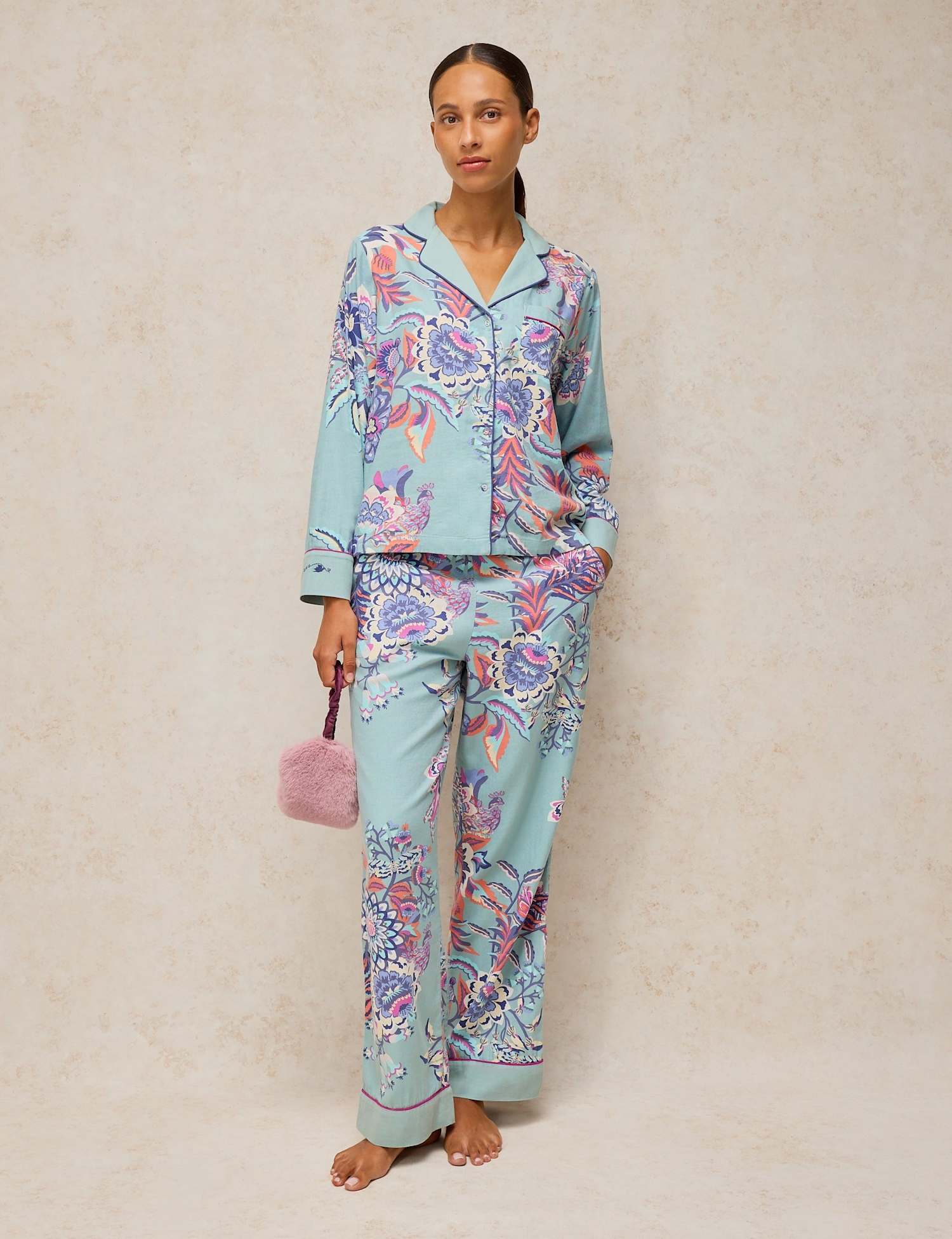White Stuff Cotton Rich Printed Pyjama Bottoms Blue Mix