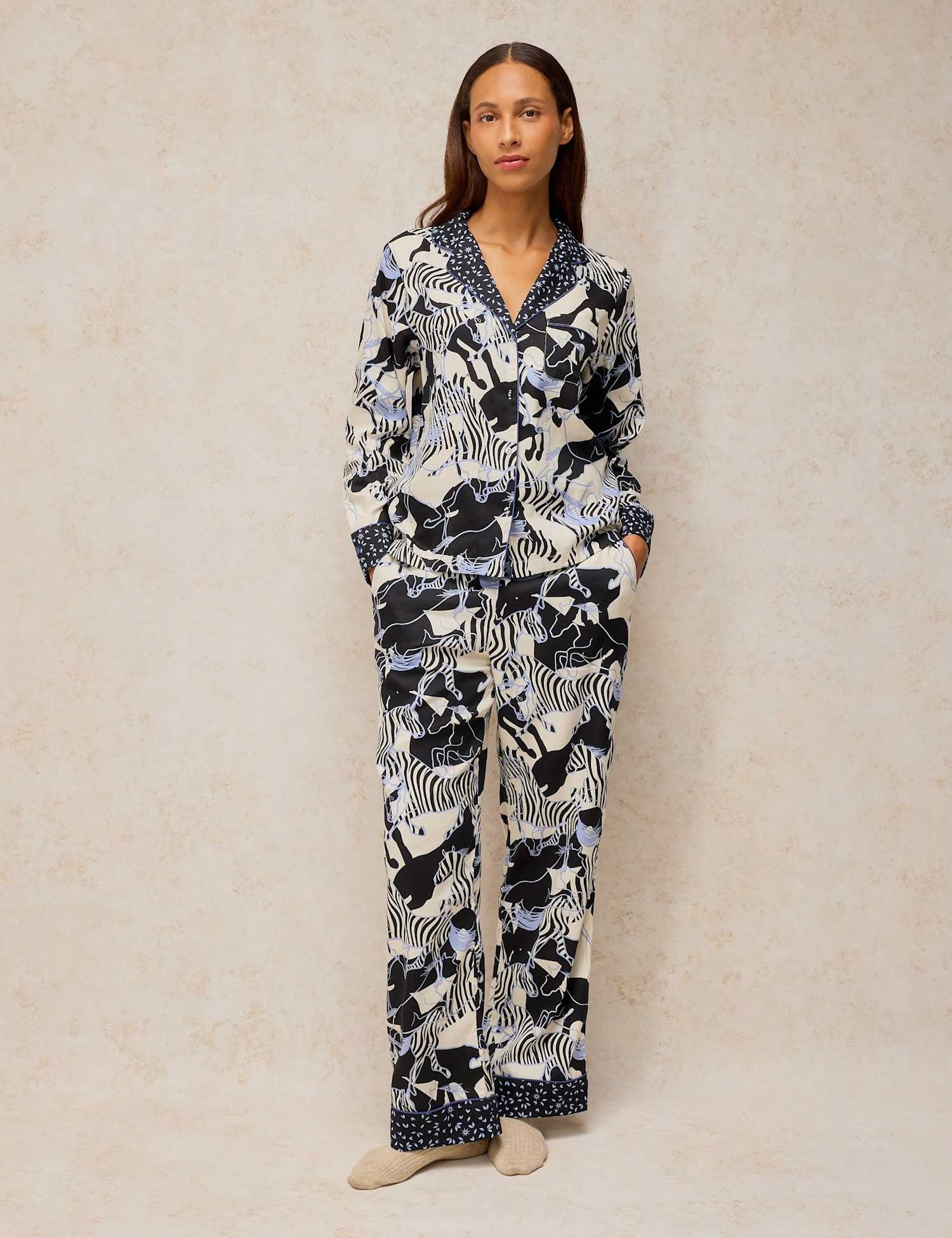 White Stuff Cotton Rich Printed Pyjama Bottoms Ivory Mix