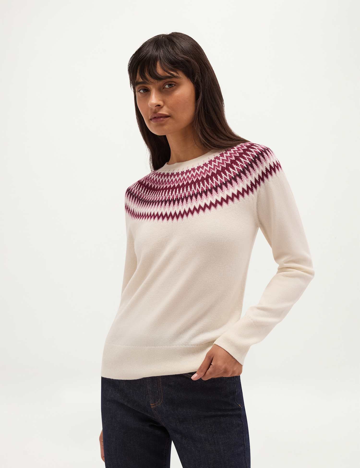 HOBBS Greta Fairisle Jumper Cream