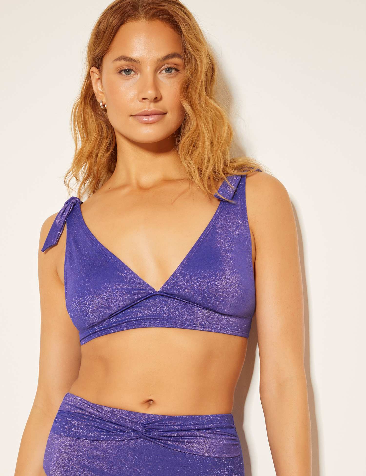 Monsoon Eve V-Neck Bikini Top Navy Mix