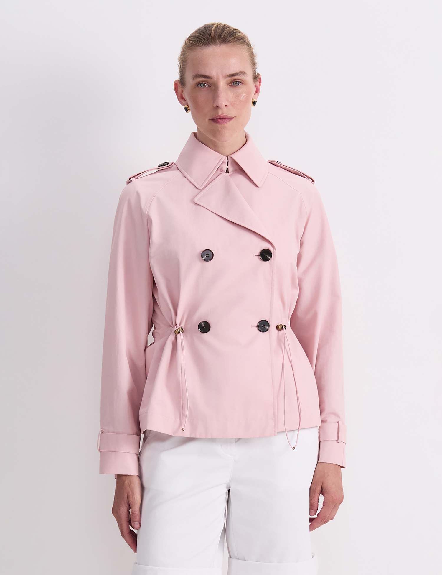 Sportscraft Cotton Rich Waisted Short Trench Coat Pink
