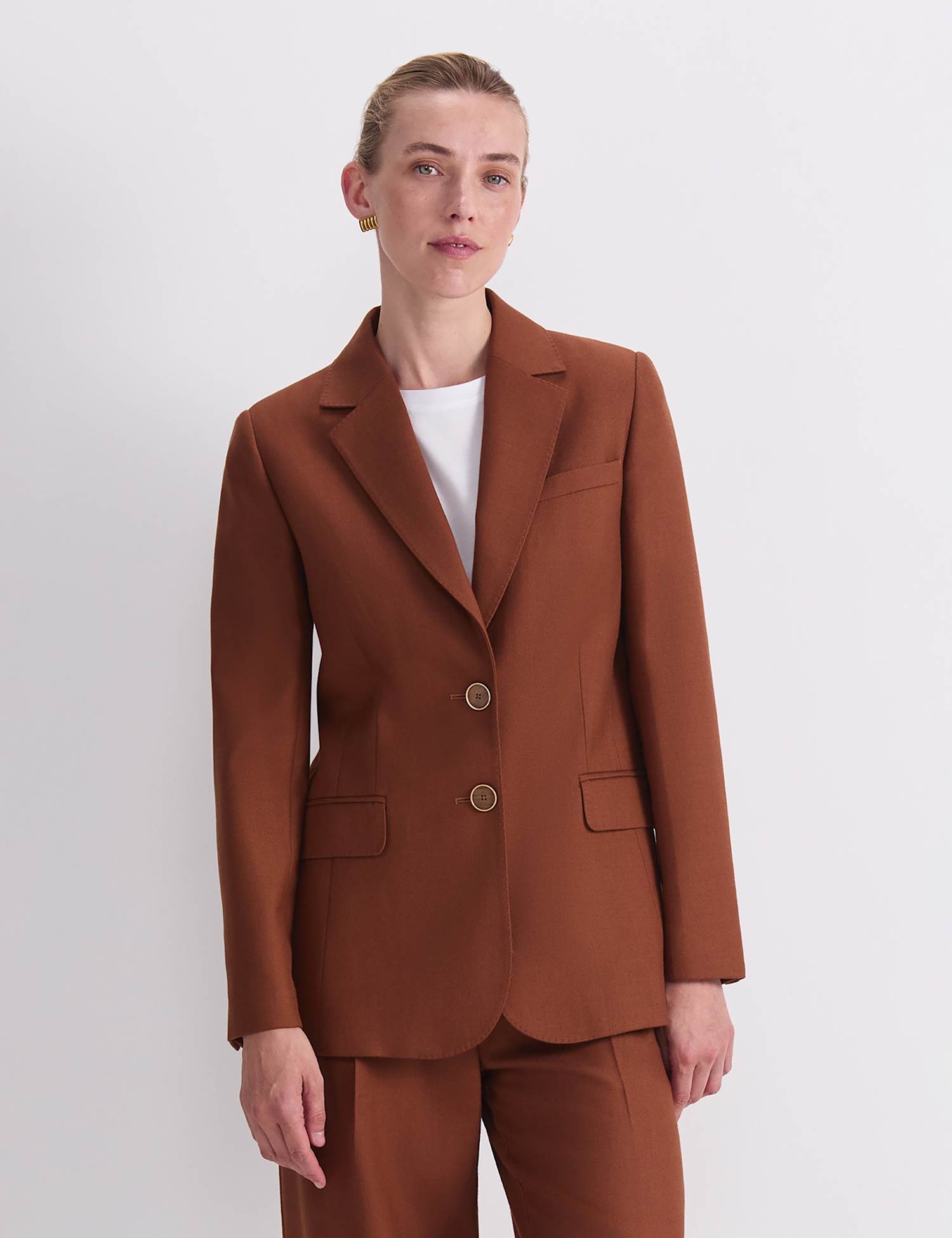 Sportscraft Wool Rich Tailored Blazer Brown