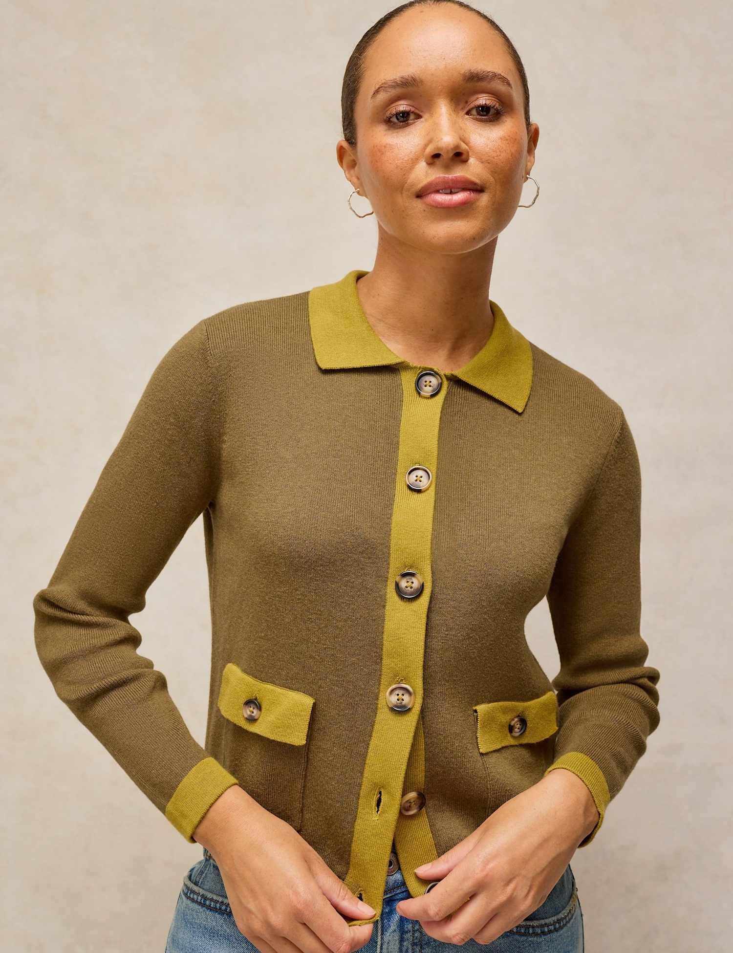 White Stuff Pure Cotton Cardigan Khaki