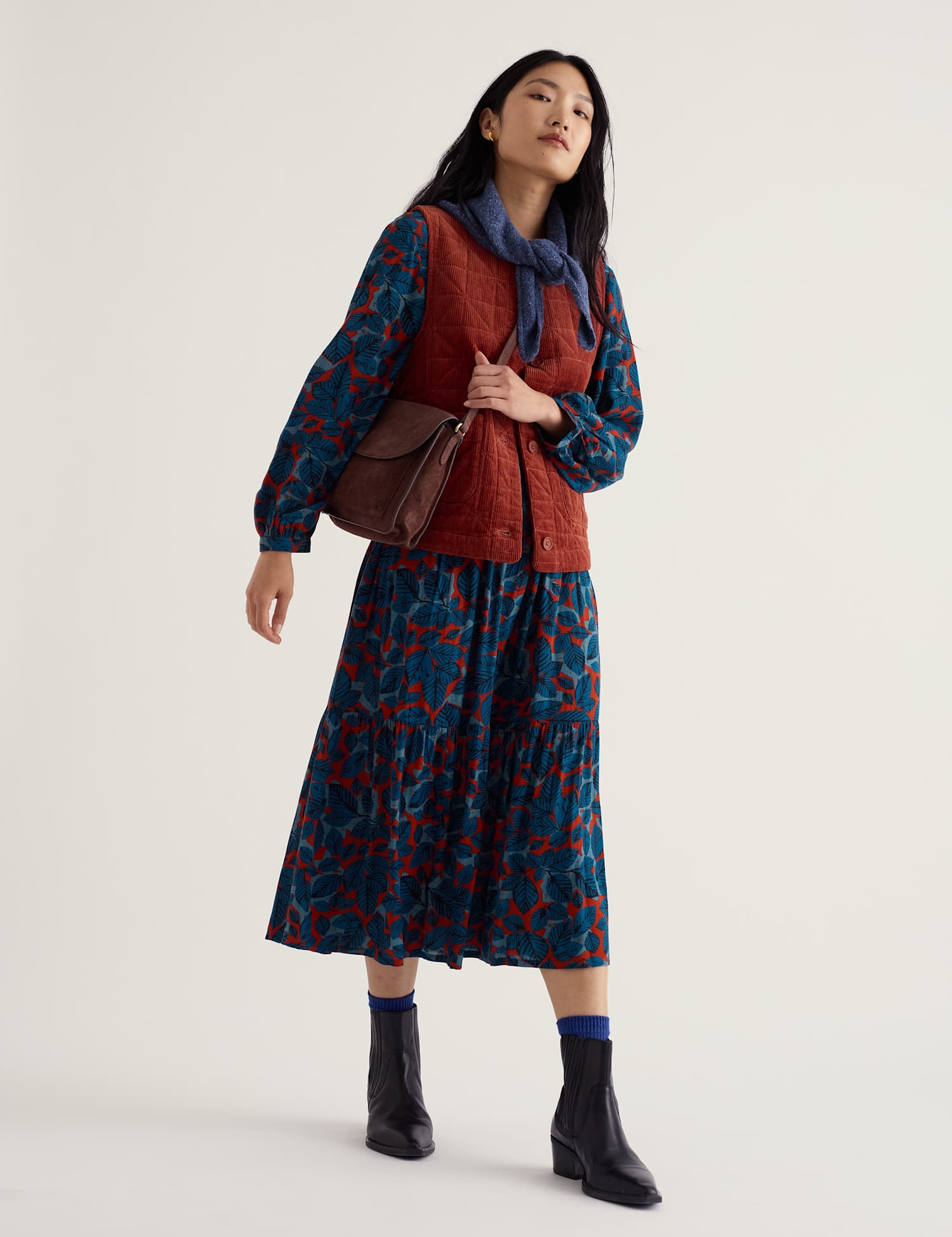 Seasalt Cornwall Denim Quilted Relaxed Gilet Orange