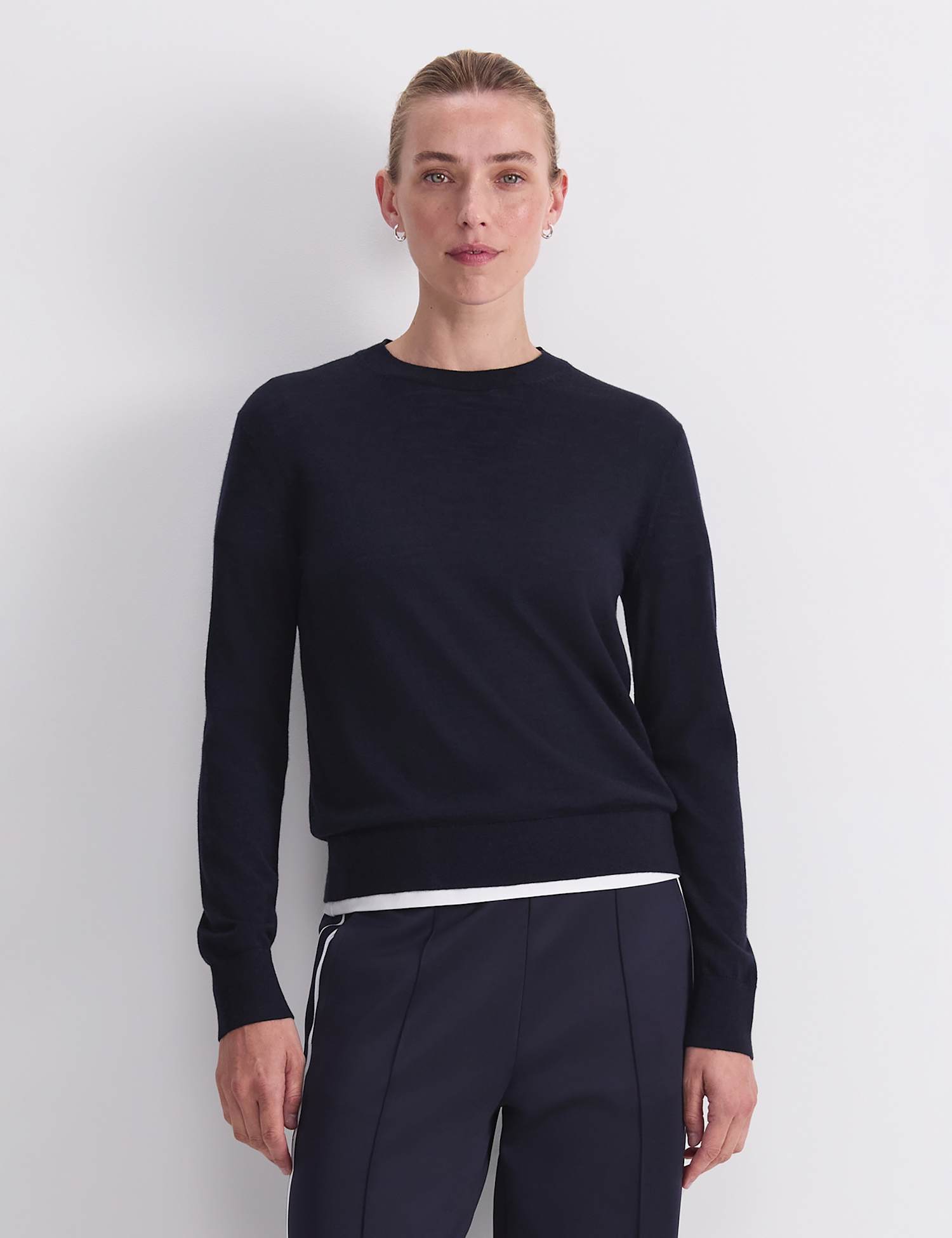 Sportscraft Pure Wool Crew Neck Jumper Navy