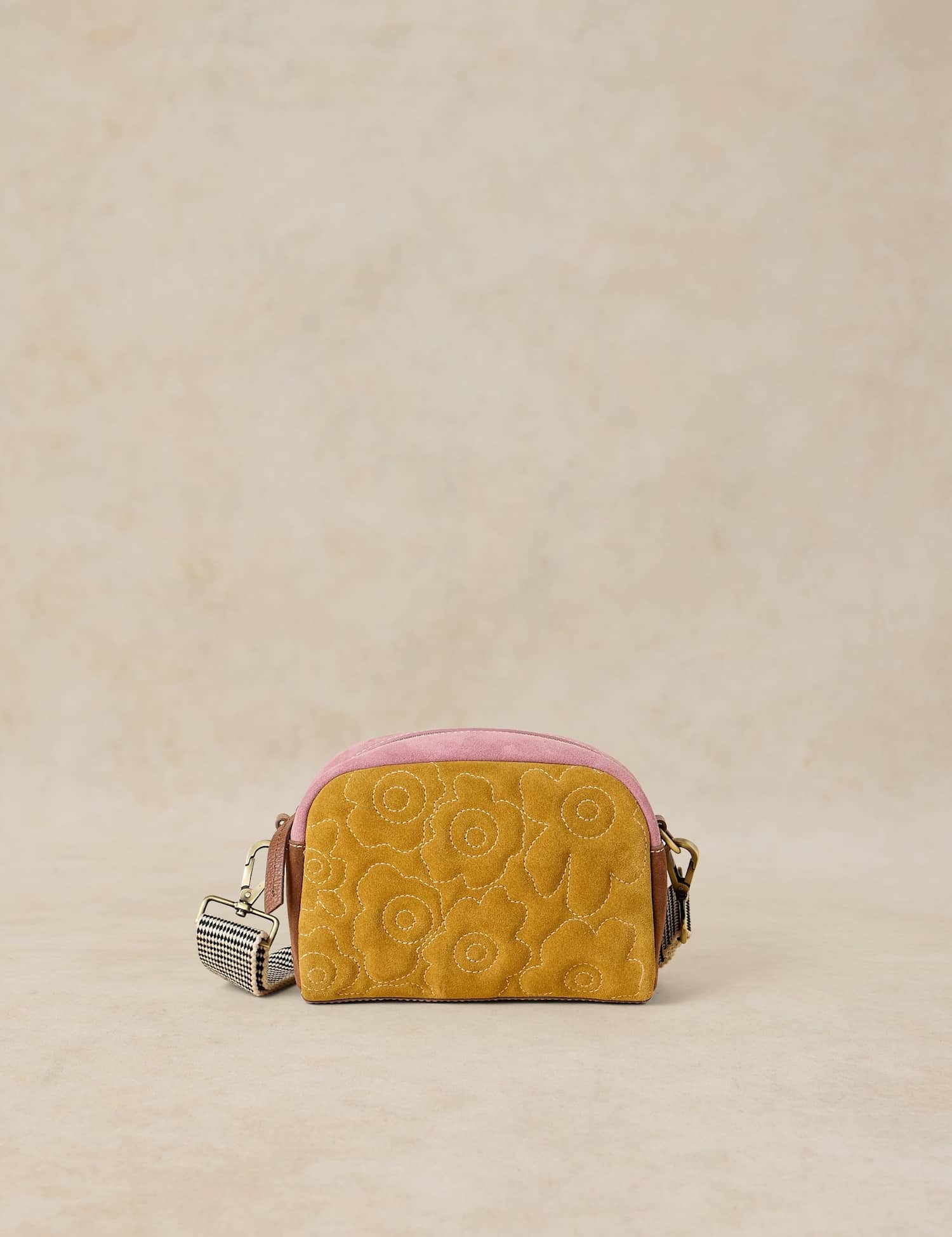 White Stuff Leather Quilted Cross Body Bag Yellow Mix