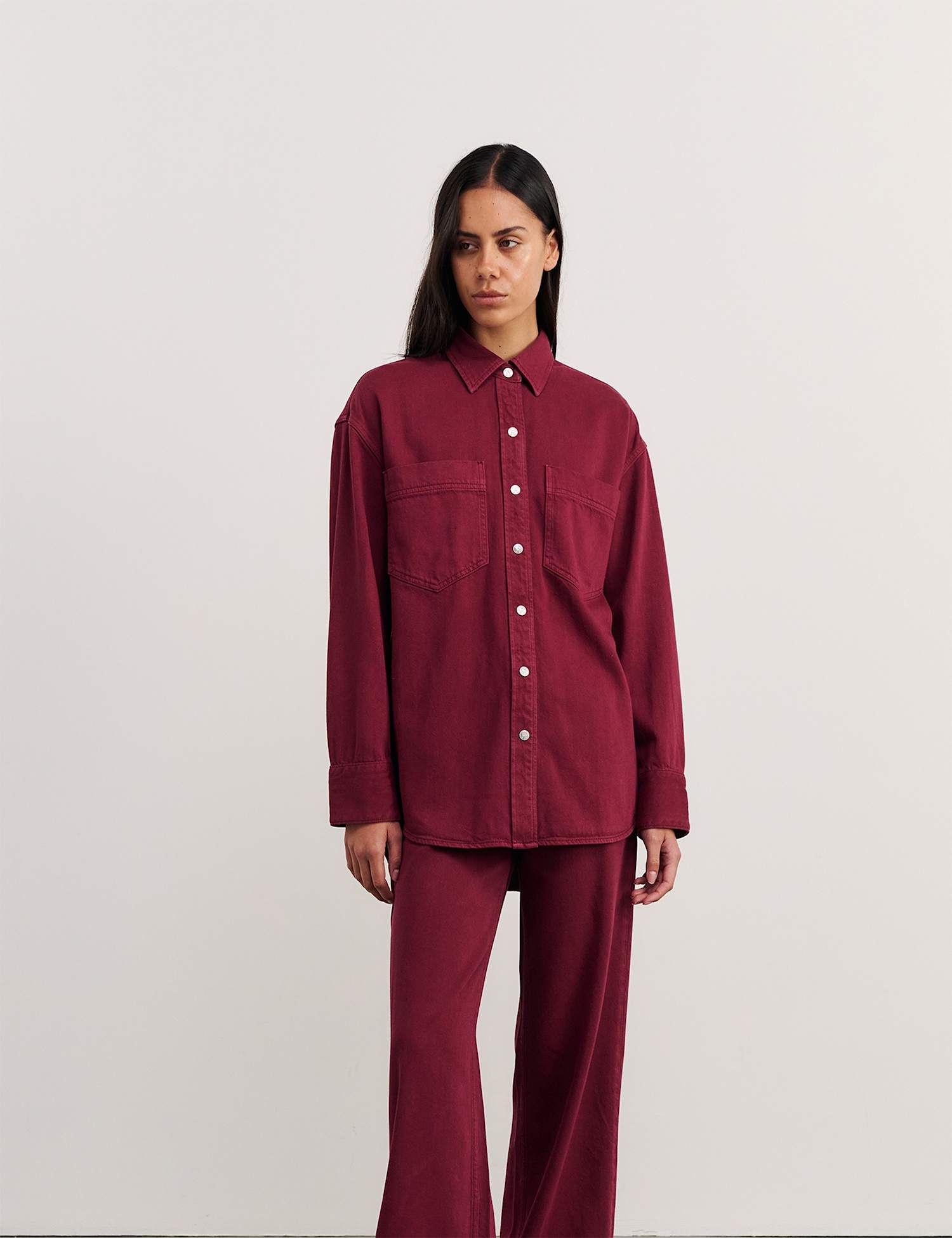 Jag Denim Relaxed Shacket Red
