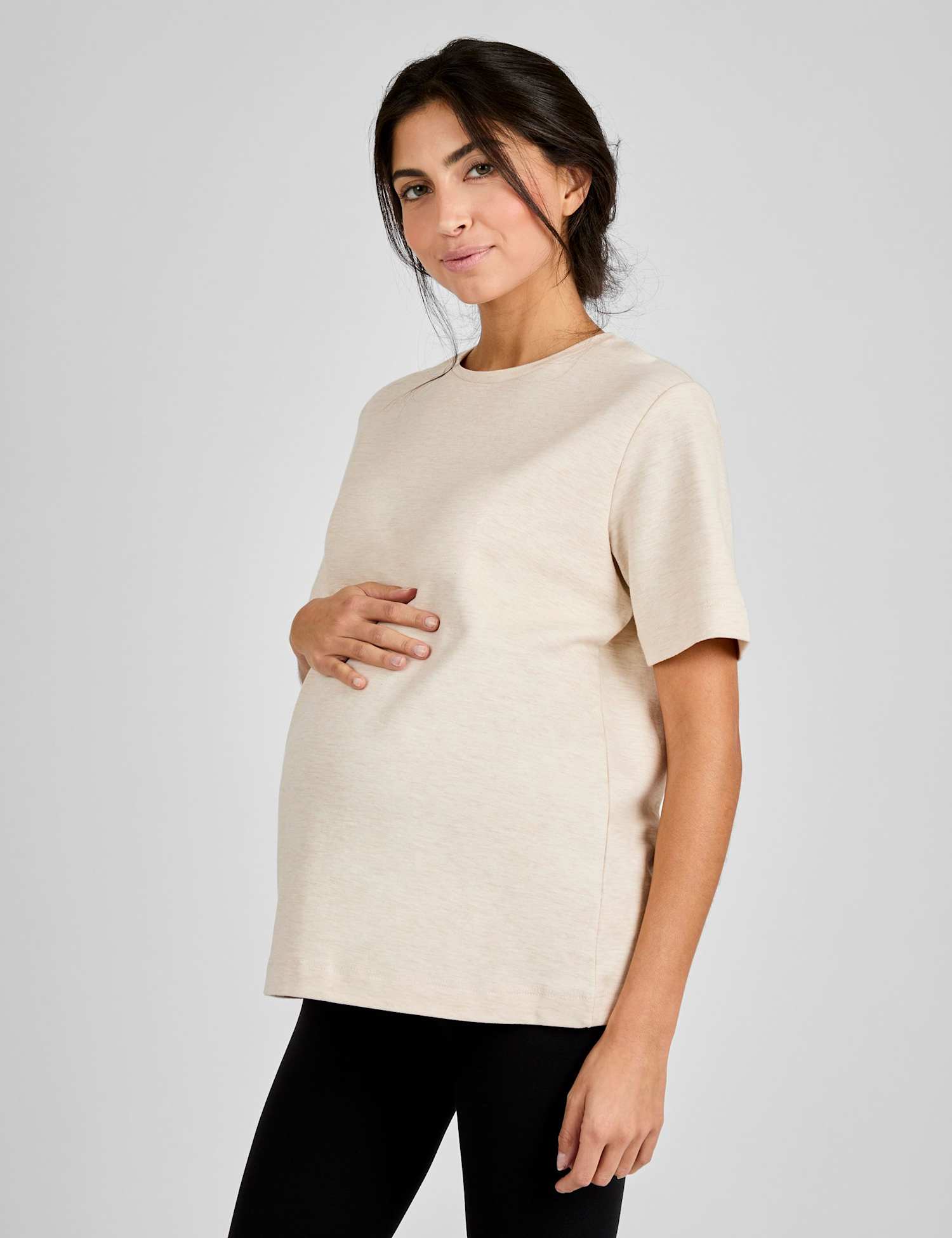 JoJo Maman B�b� Maternity Pure Cotton Oversized T-Shirt Oatmeal