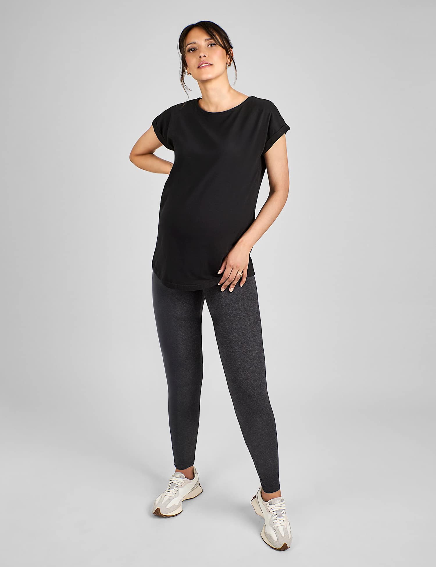 JoJo Maman B�b� Maternity Cotton Rich Over Bump Leggings Charcoal